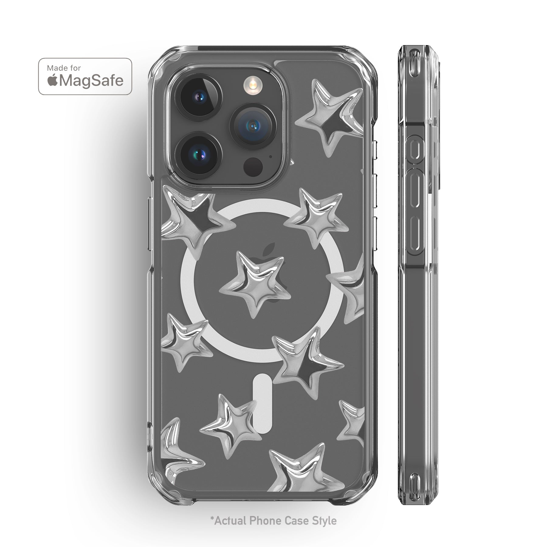 3D Stars Clear MagSafe iPhone Case