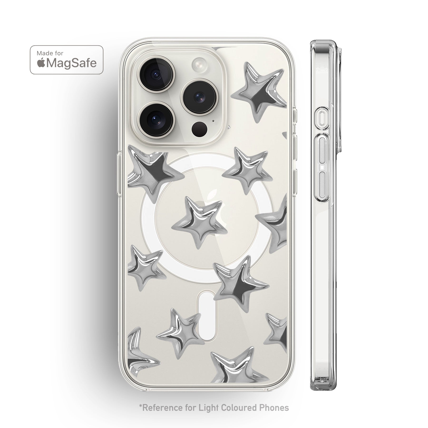 3D Stars Clear MagSafe iPhone Case