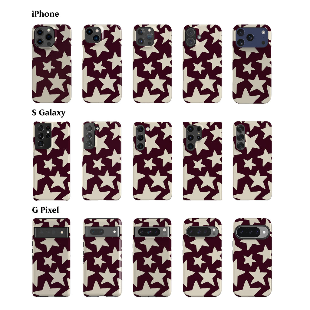 Dark Plum Big Stars Phone Case