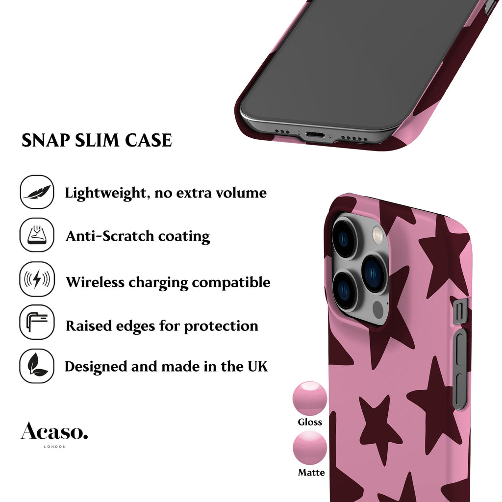 Pink Plum Big Stars Phone Case