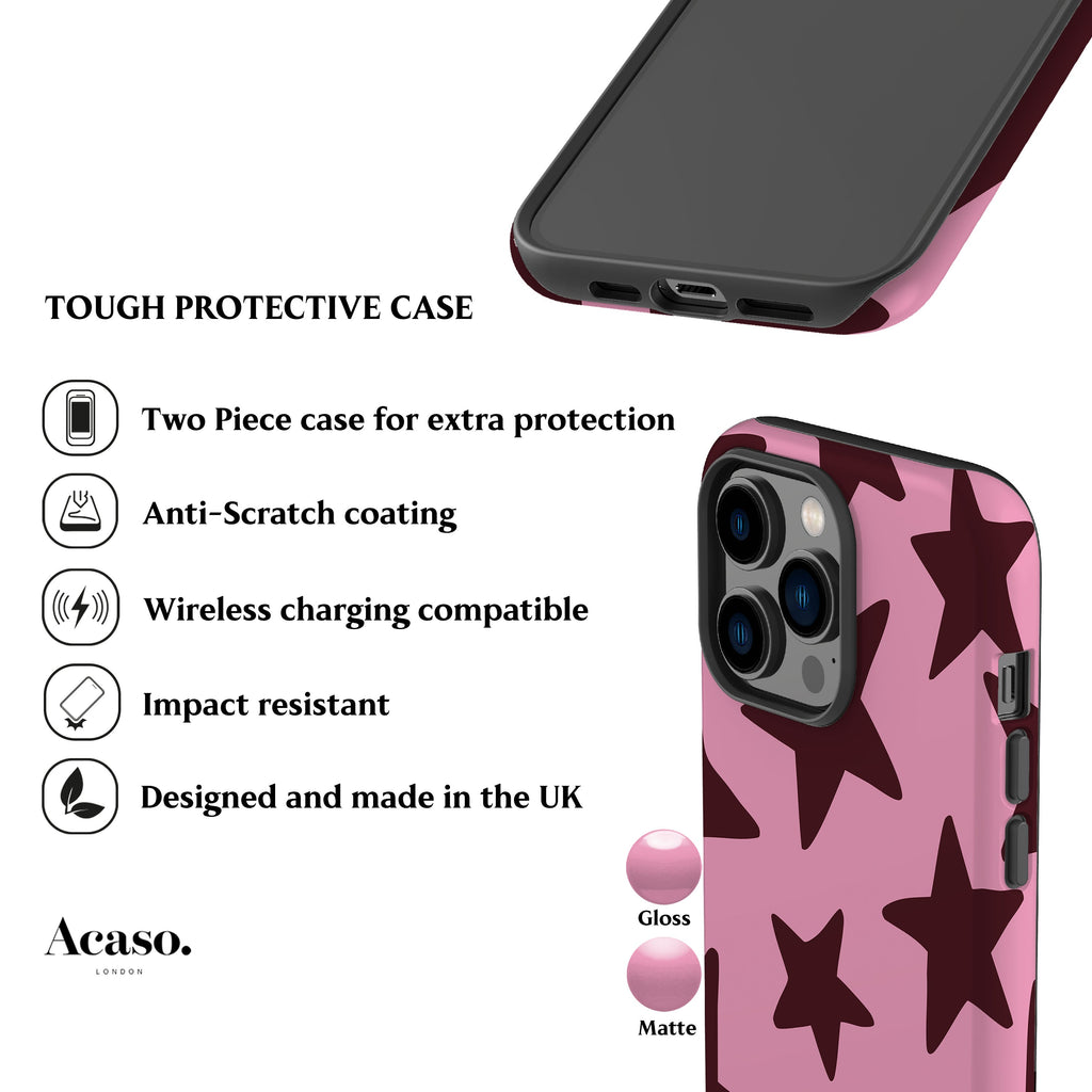 Pink Plum Big Stars Phone Case
