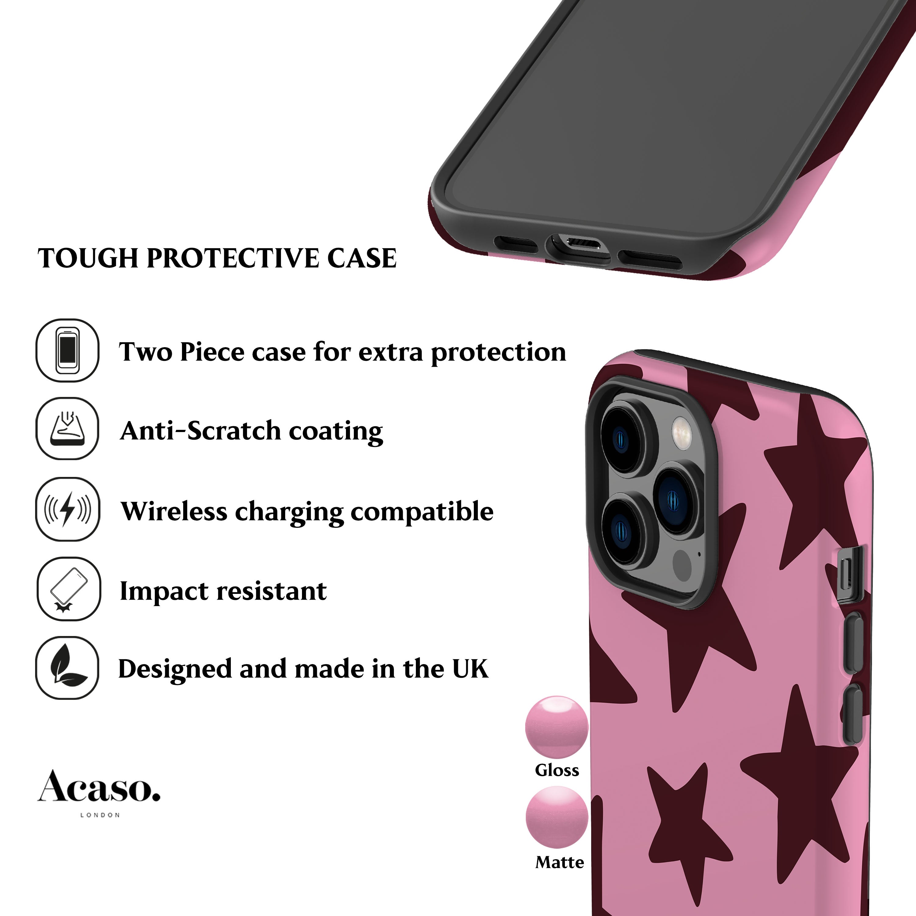 Pink Plum Big Stars Phone Case