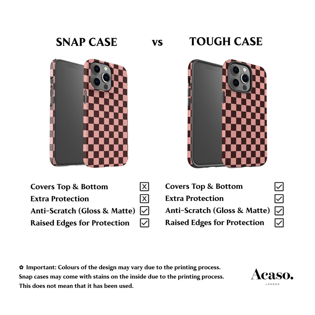 Brown Peach Checkered Phone Case