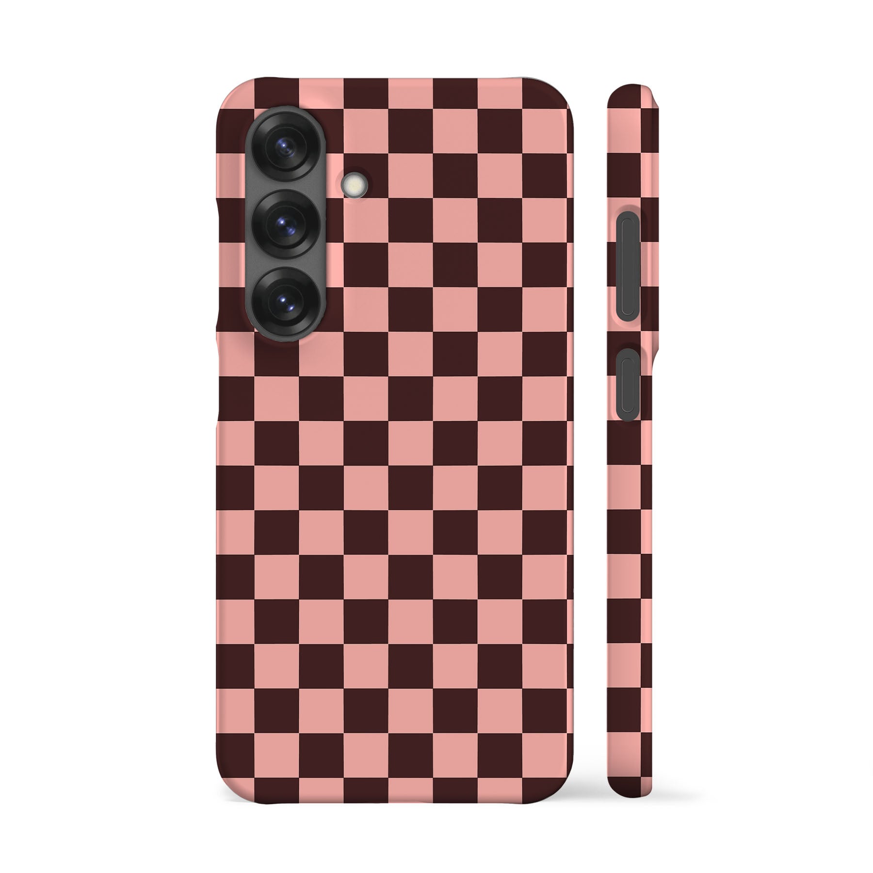 Brown Peach Checkered Phone Case