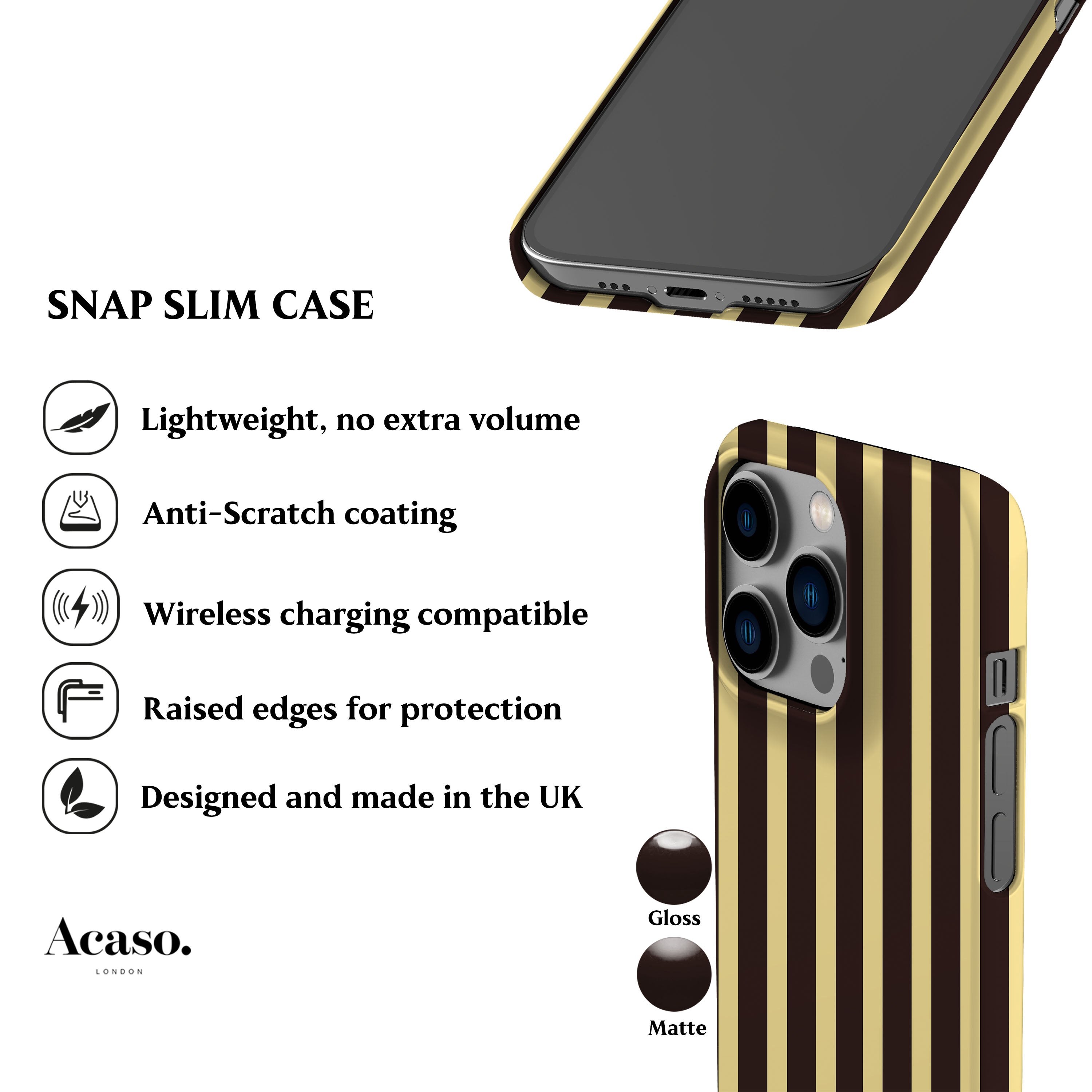 Brown Yellow Striped Phone Case