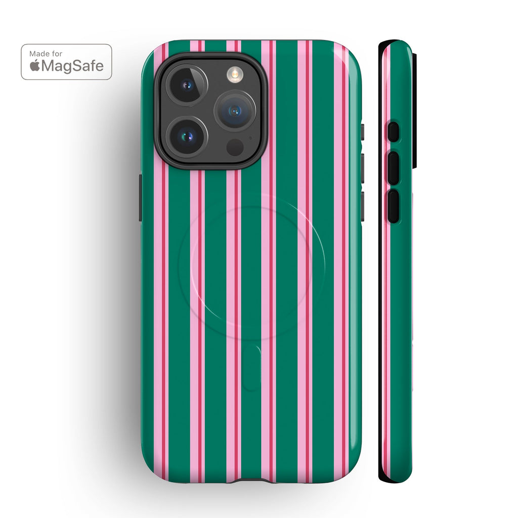Green Capri Stripes MagSafe iPhone Case