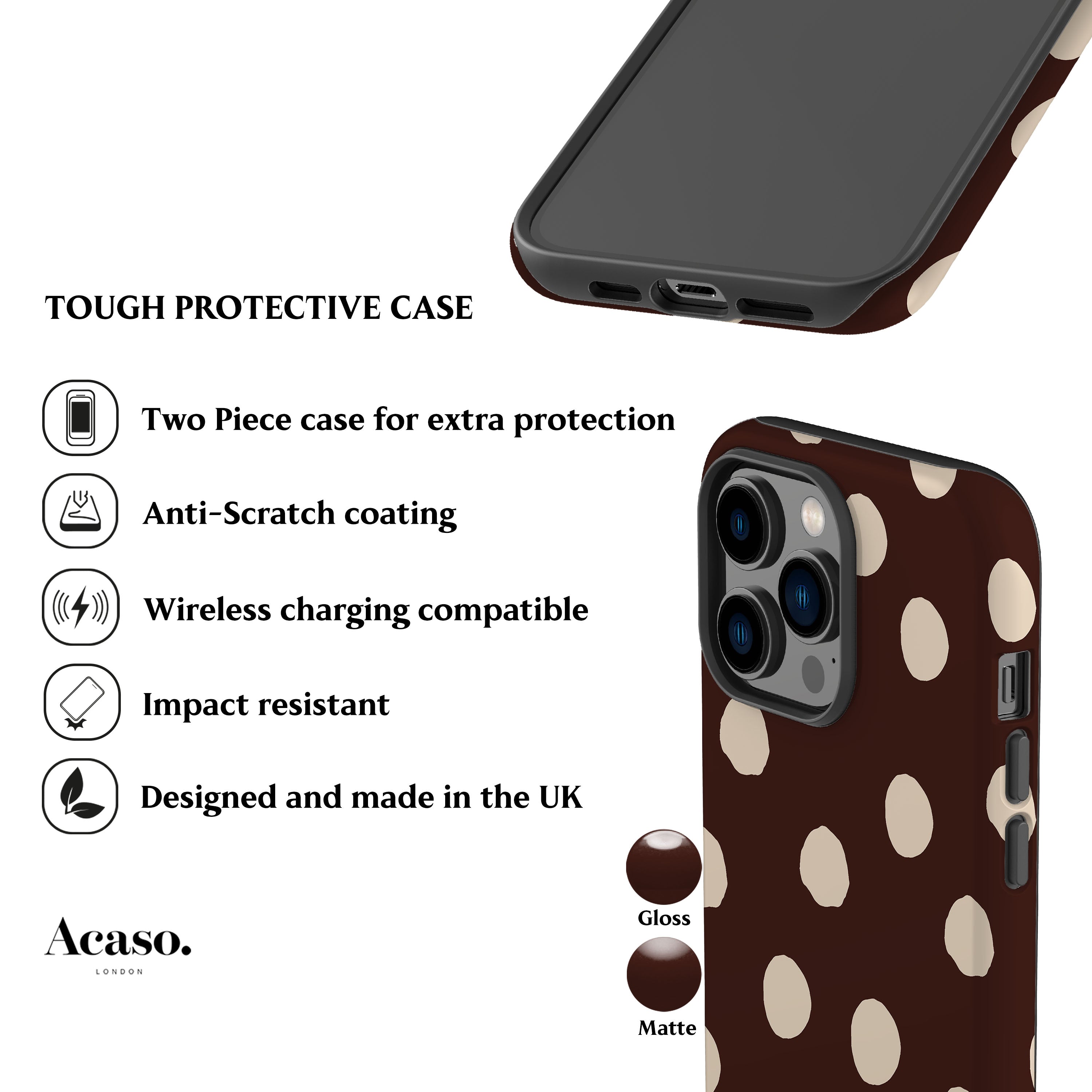 Chocolate Ella Dots Phone Case