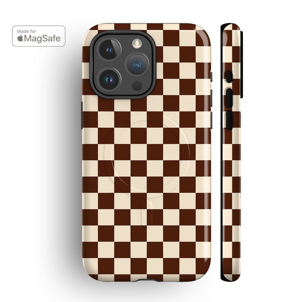 Cocoa Brown Checkered MagSafe iPhone Case