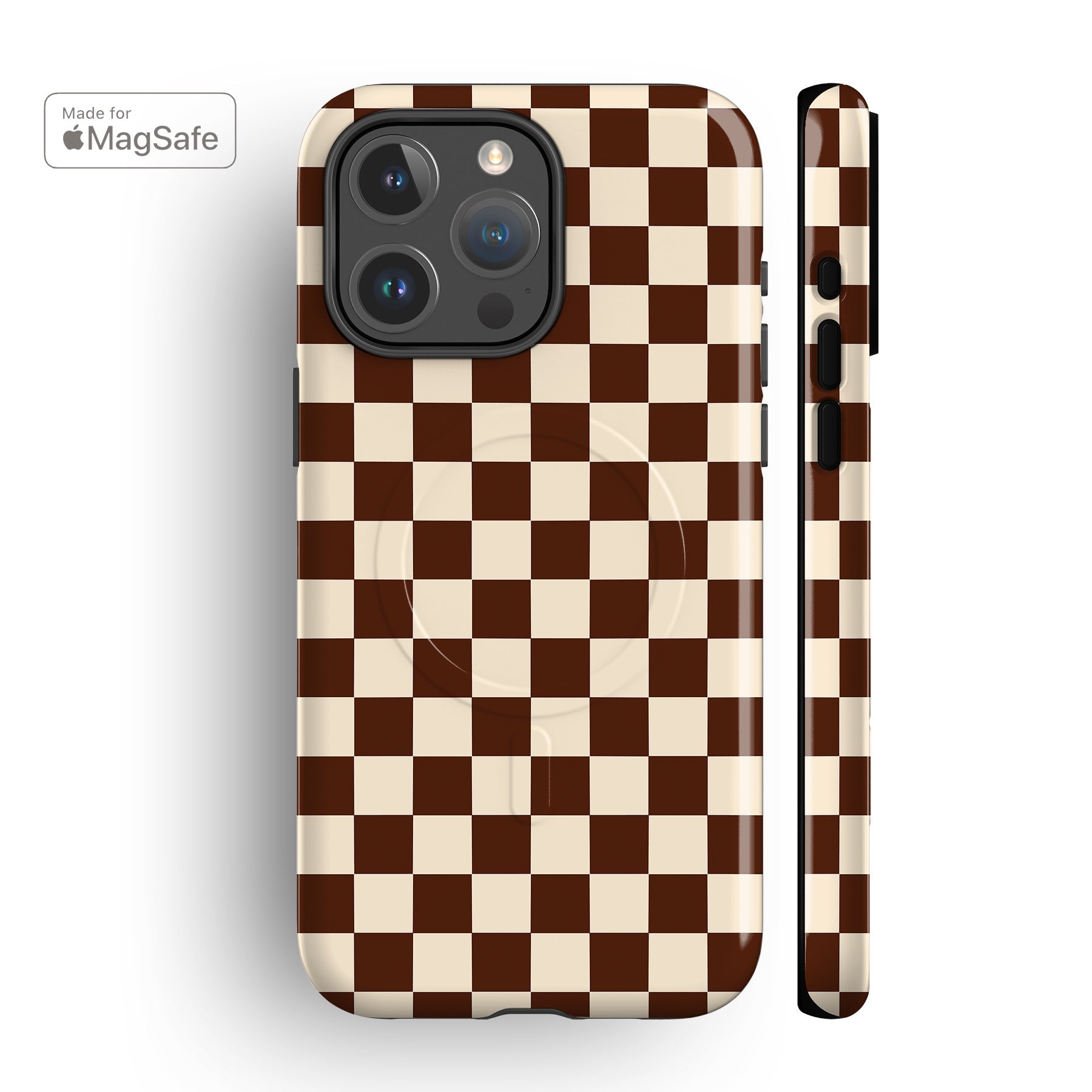 Cocoa Brown Checkered MagSafe iPhone Case