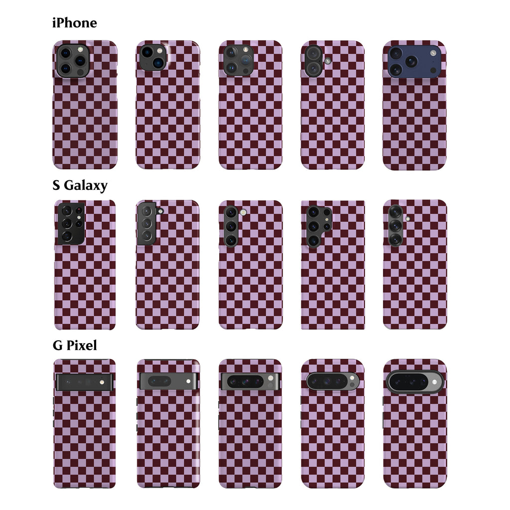 Lilac Maroon Checkered Phone Case
