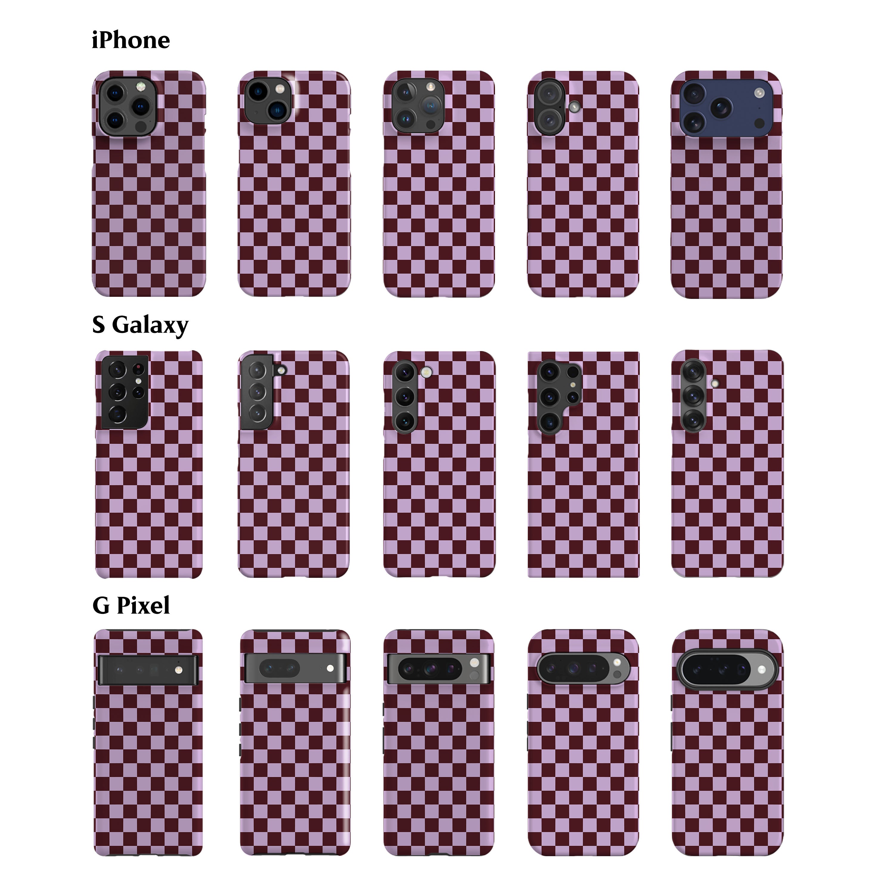 Lilac Maroon Checkered Phone Case