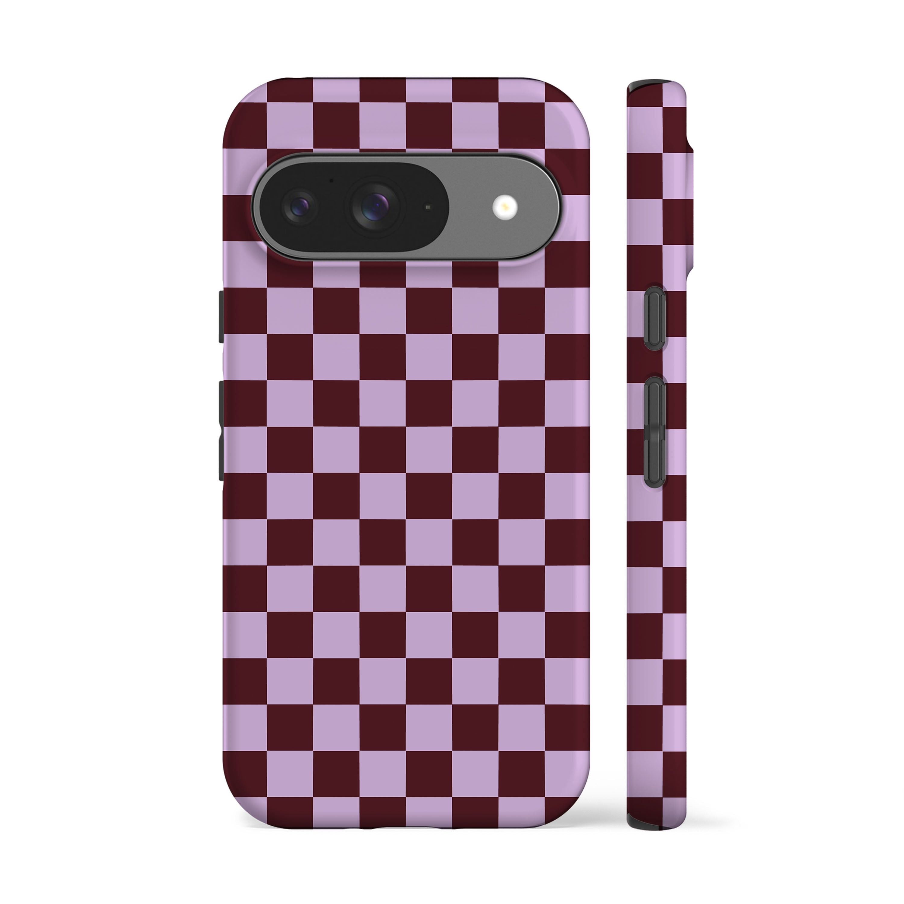 Lilac Maroon Checkered Phone Case