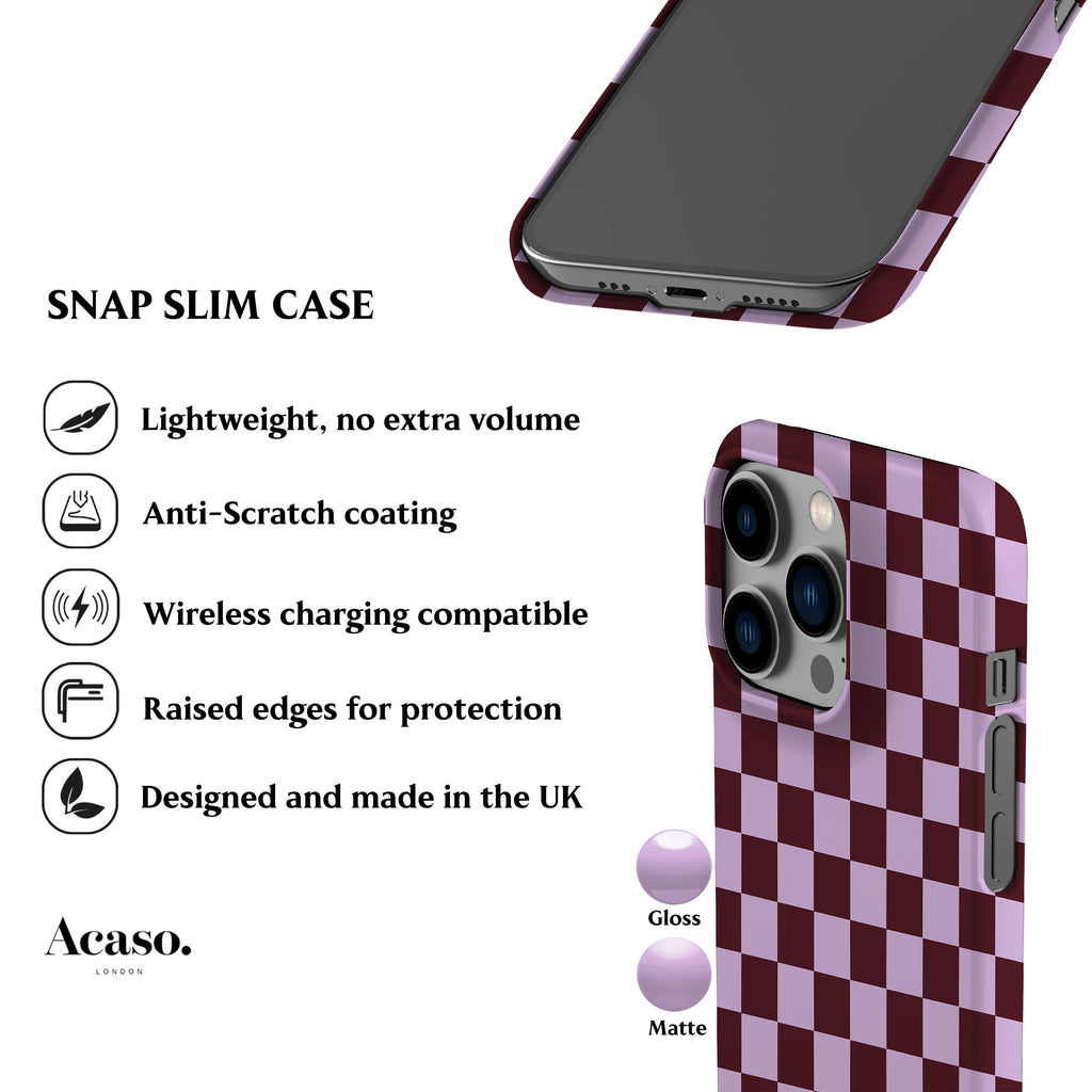 Lilac Maroon Checkered Phone Case
