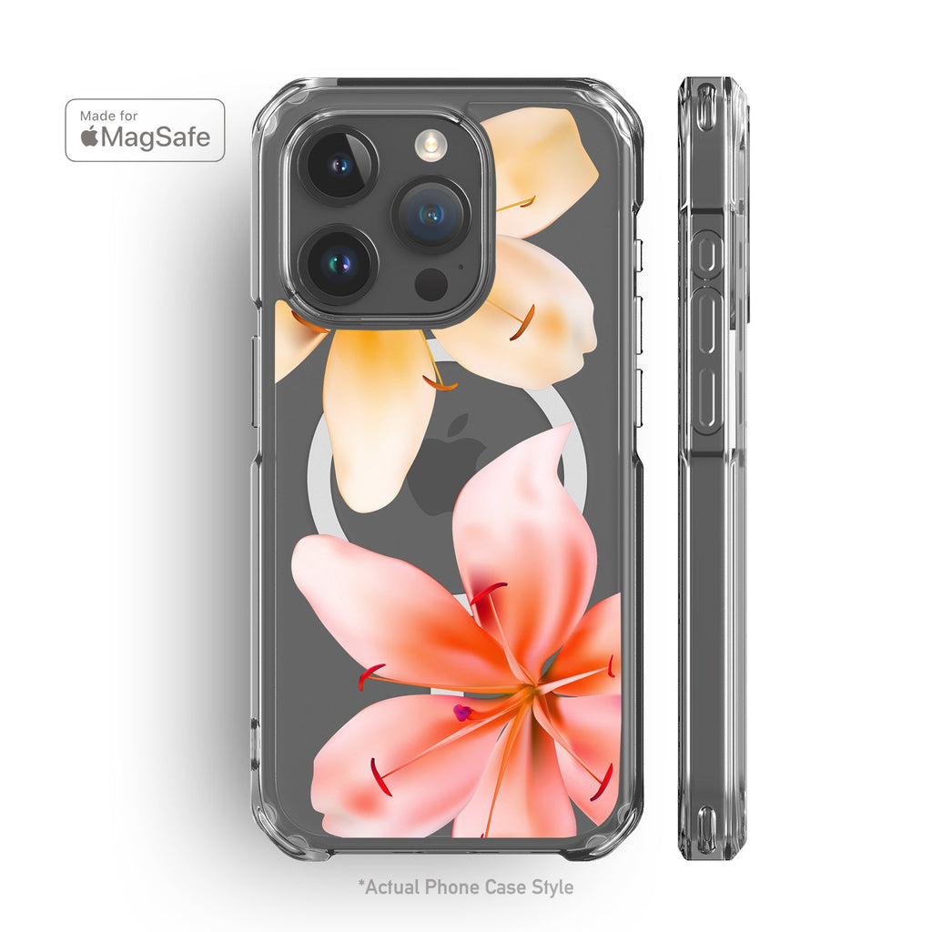 Lily Flowers Clear MagSafe iPhone Case