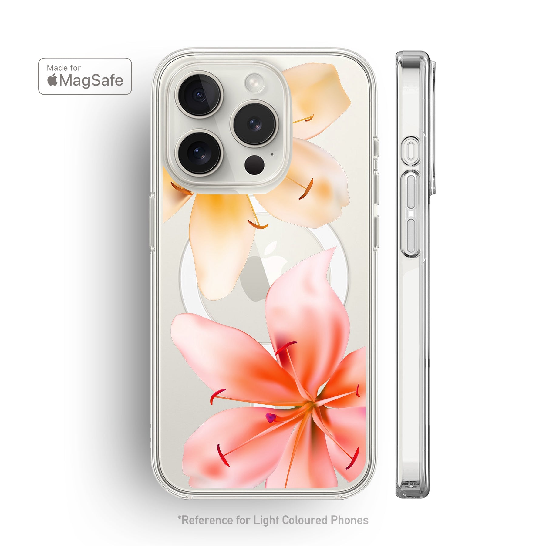 Lily Flowers Clear MagSafe iPhone Case