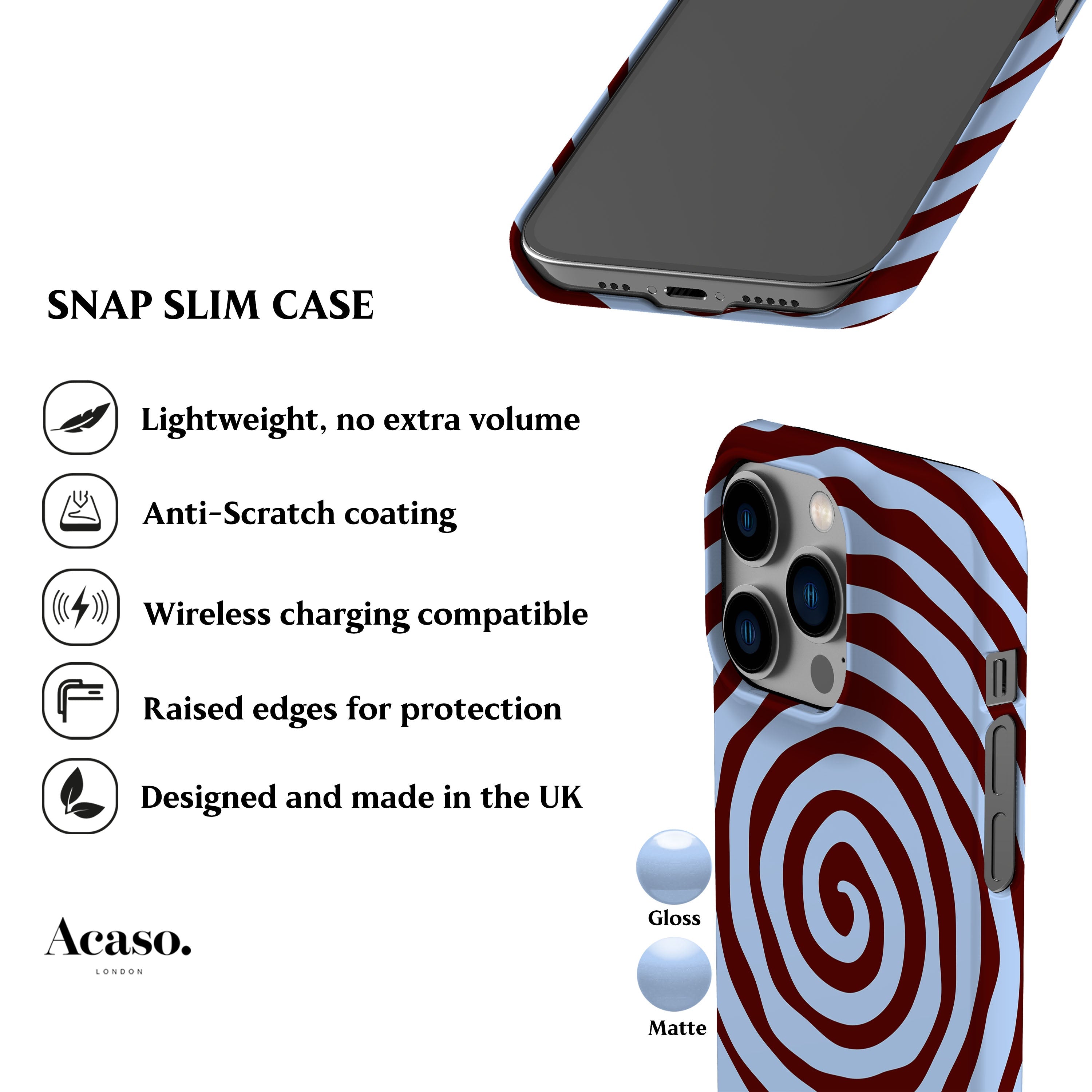 Blue Maroon Spiral Phone Case