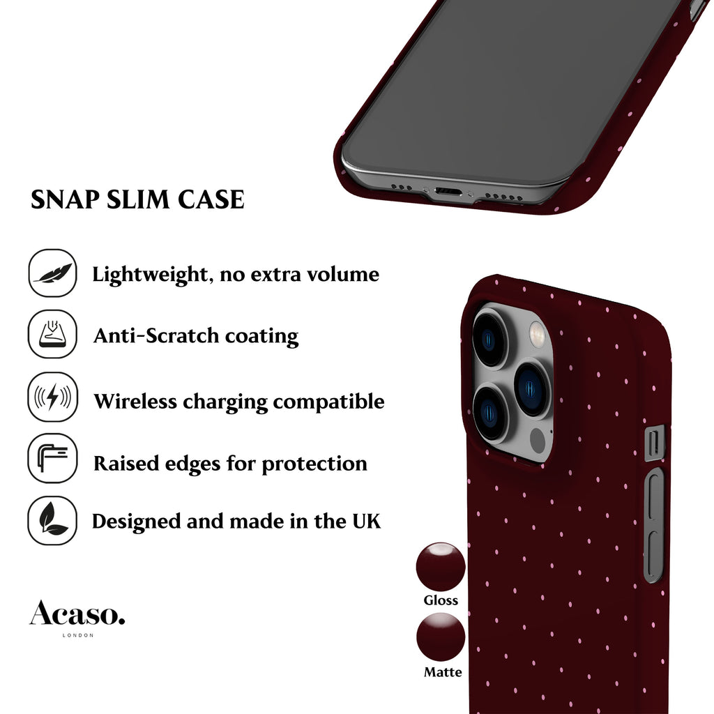 Maroon Mini Polka Dots Phone Case