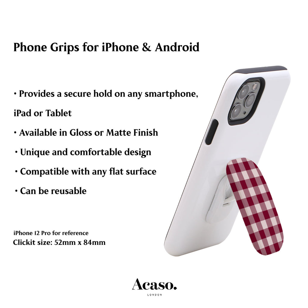 Maroon Plaid Phone Grip