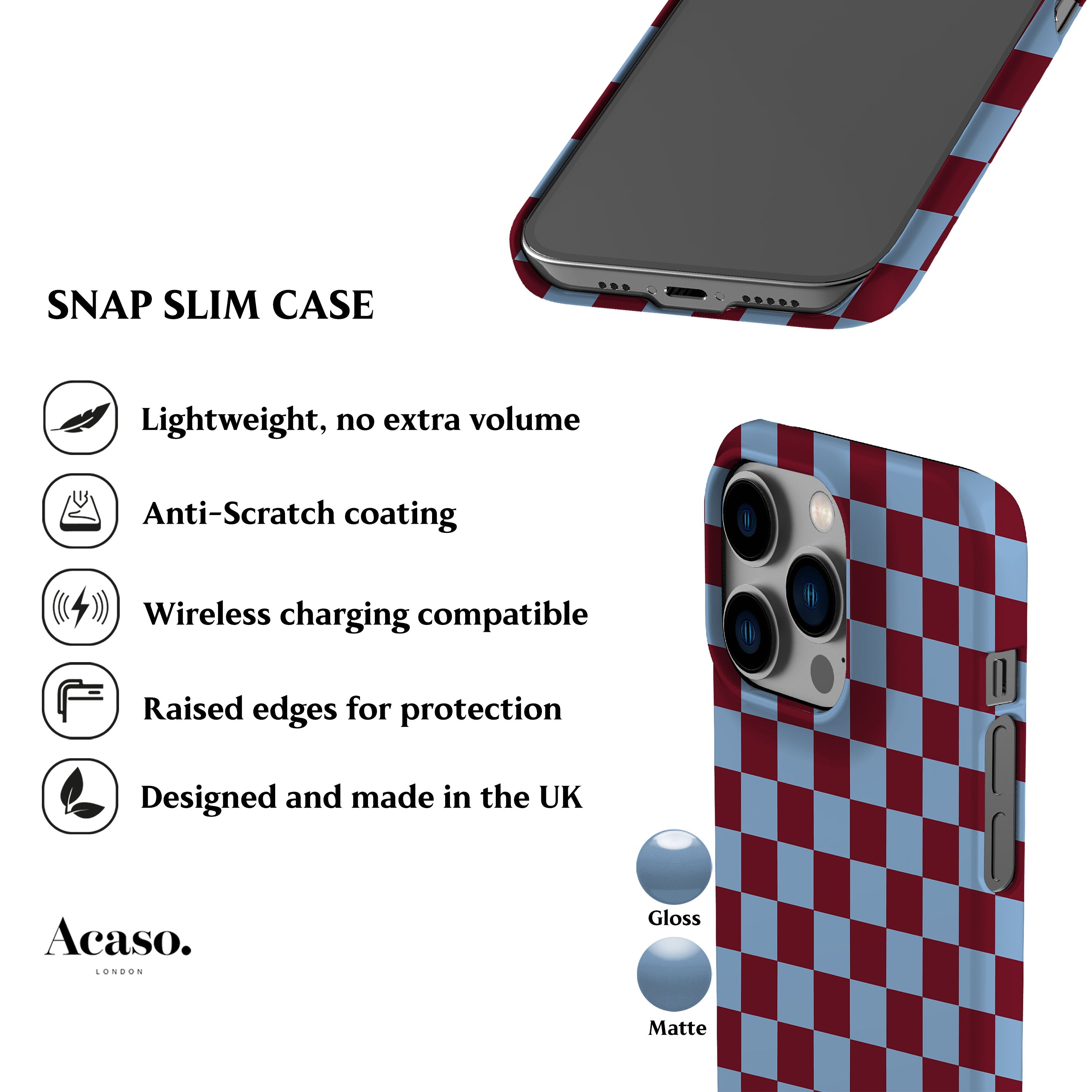 Maroon Blue Checkered Phone Case
