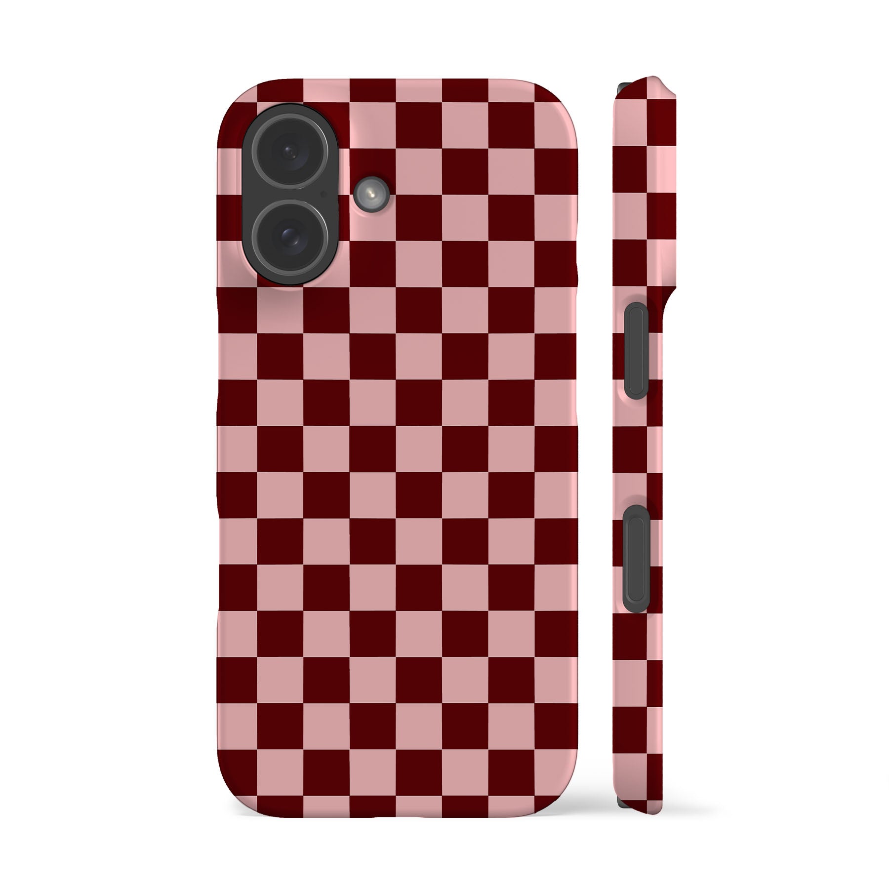 Maroon Pink Checkered Phone Case