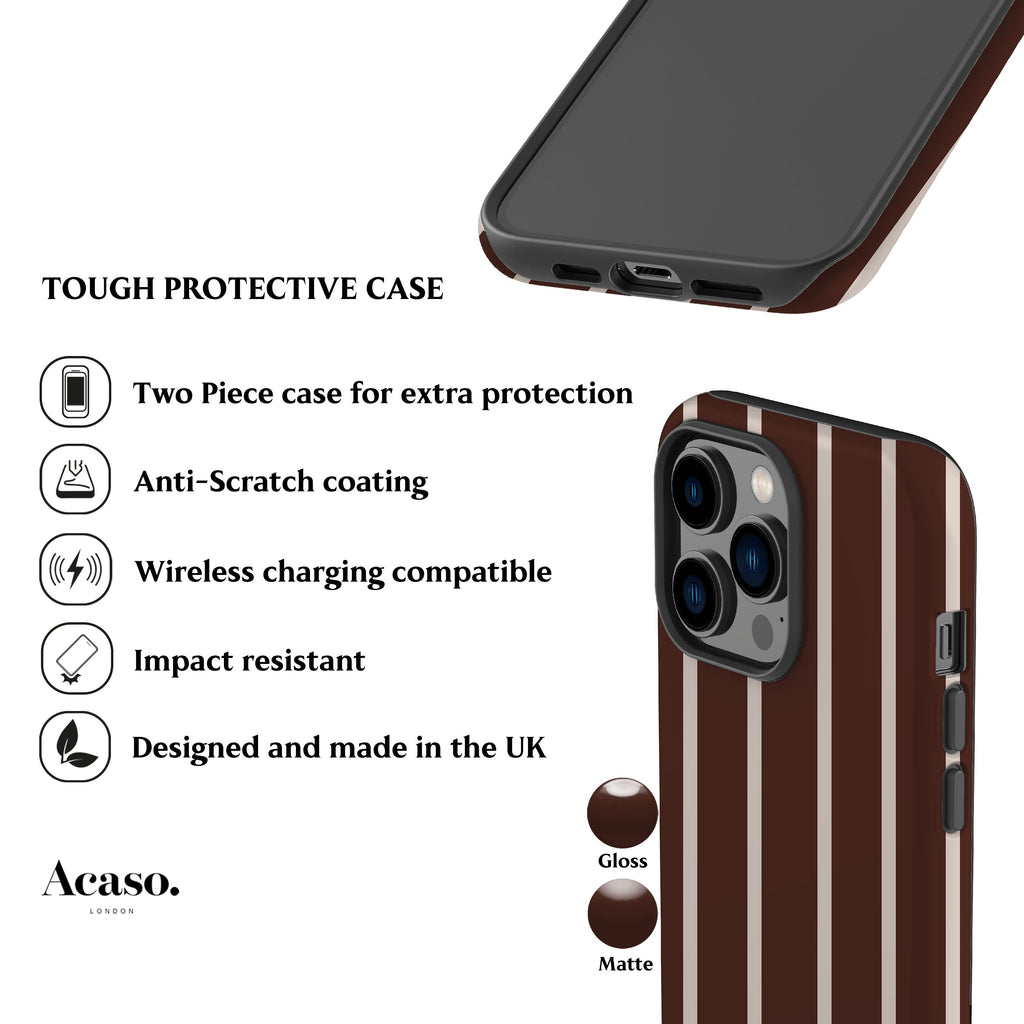 Minimal Brown Striped Phone Case