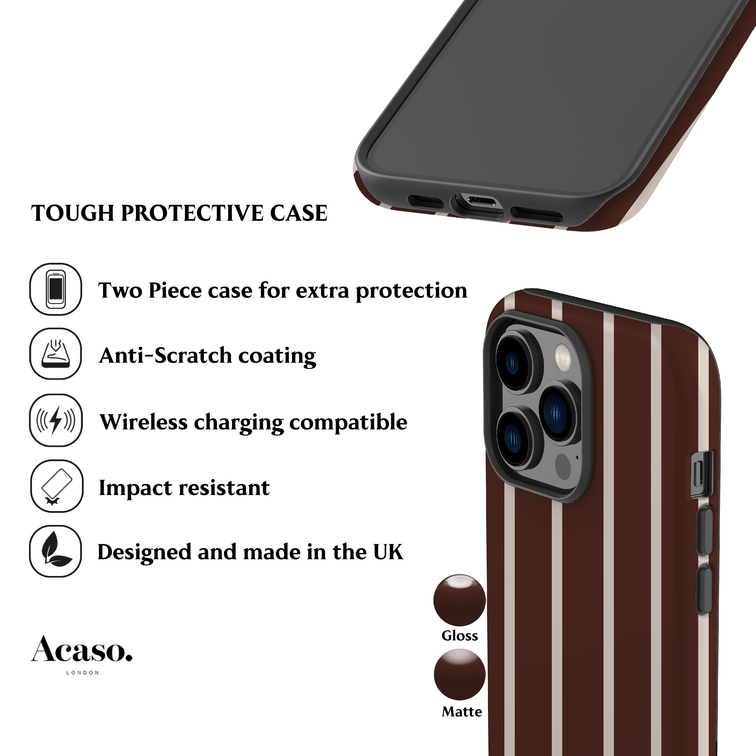 Minimal Brown Striped Phone Case