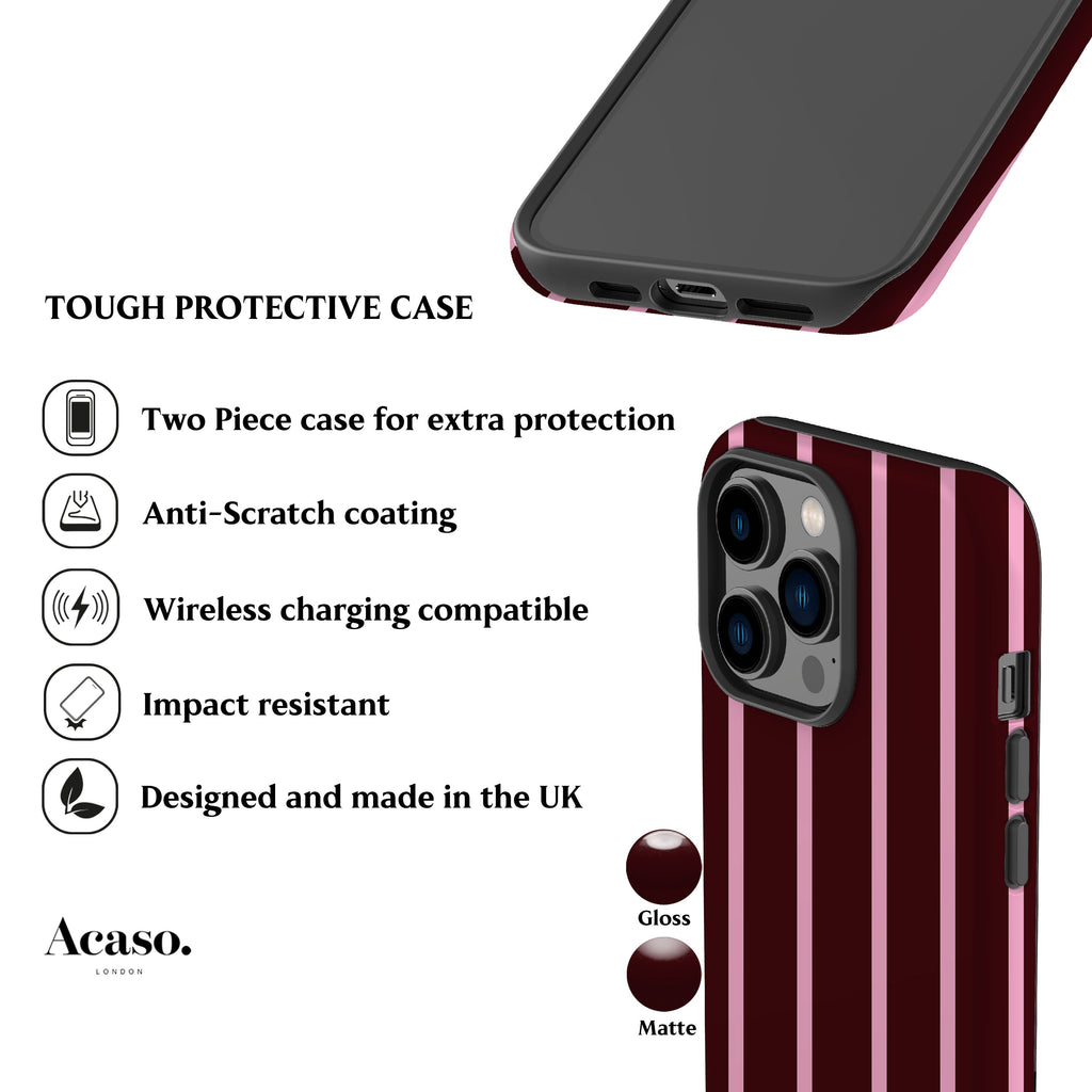 Minimal Maroon Striped Phone Case