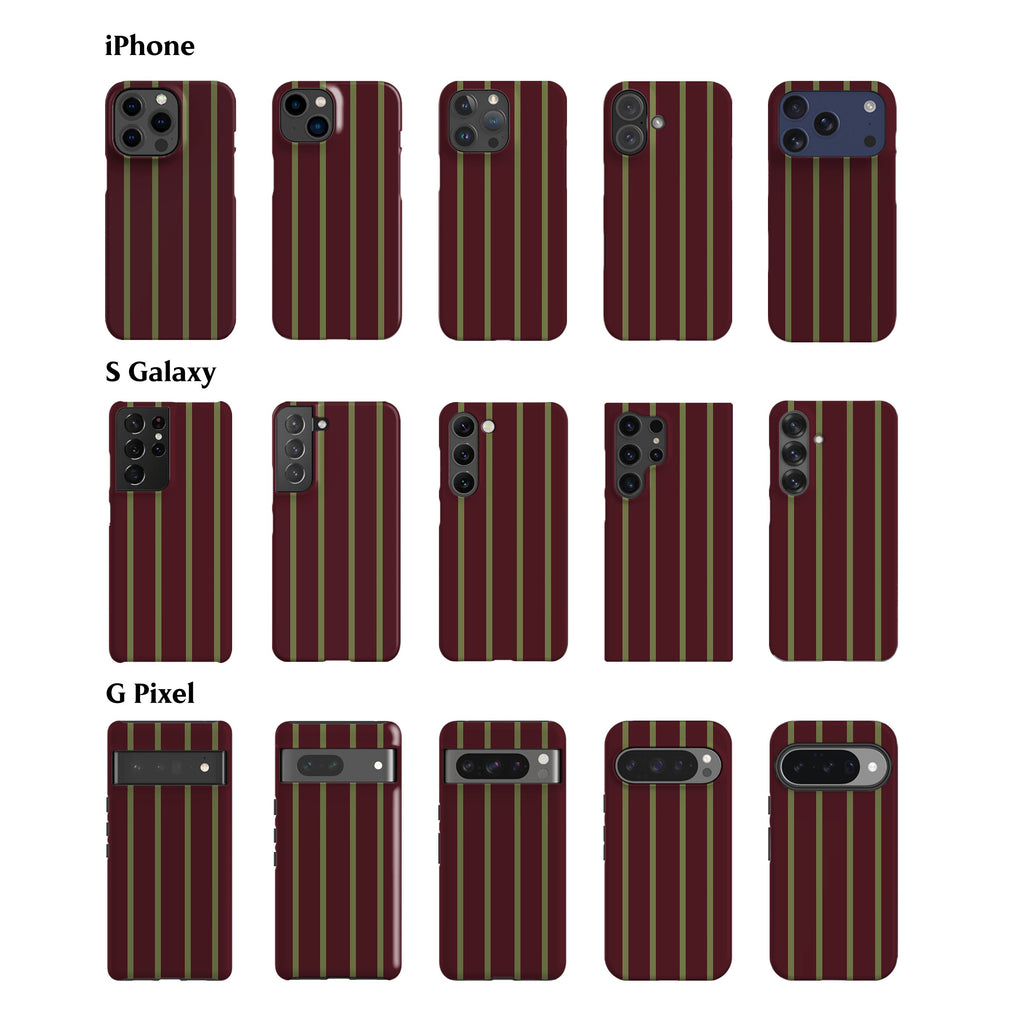 Minimal Moss Maroon Stripes Phone Case