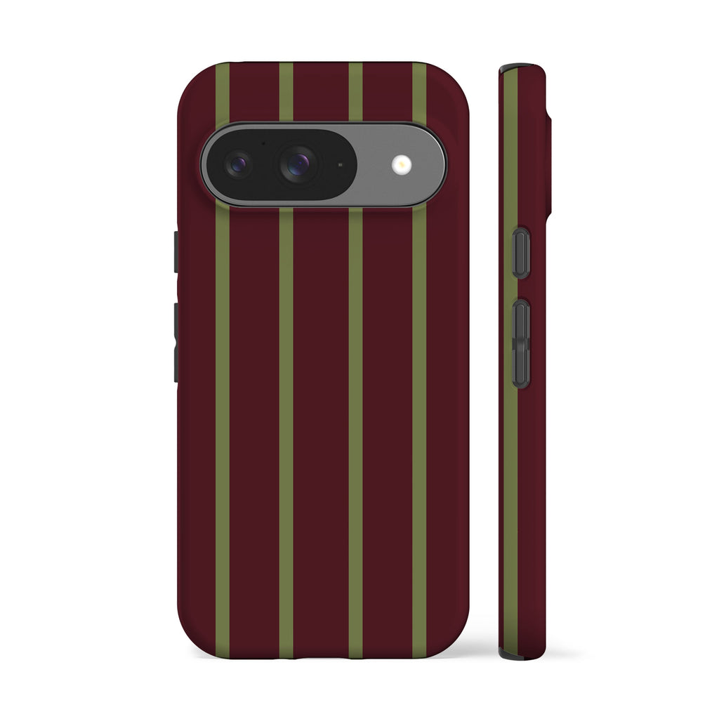 Minimal Moss Maroon Stripes Phone Case
