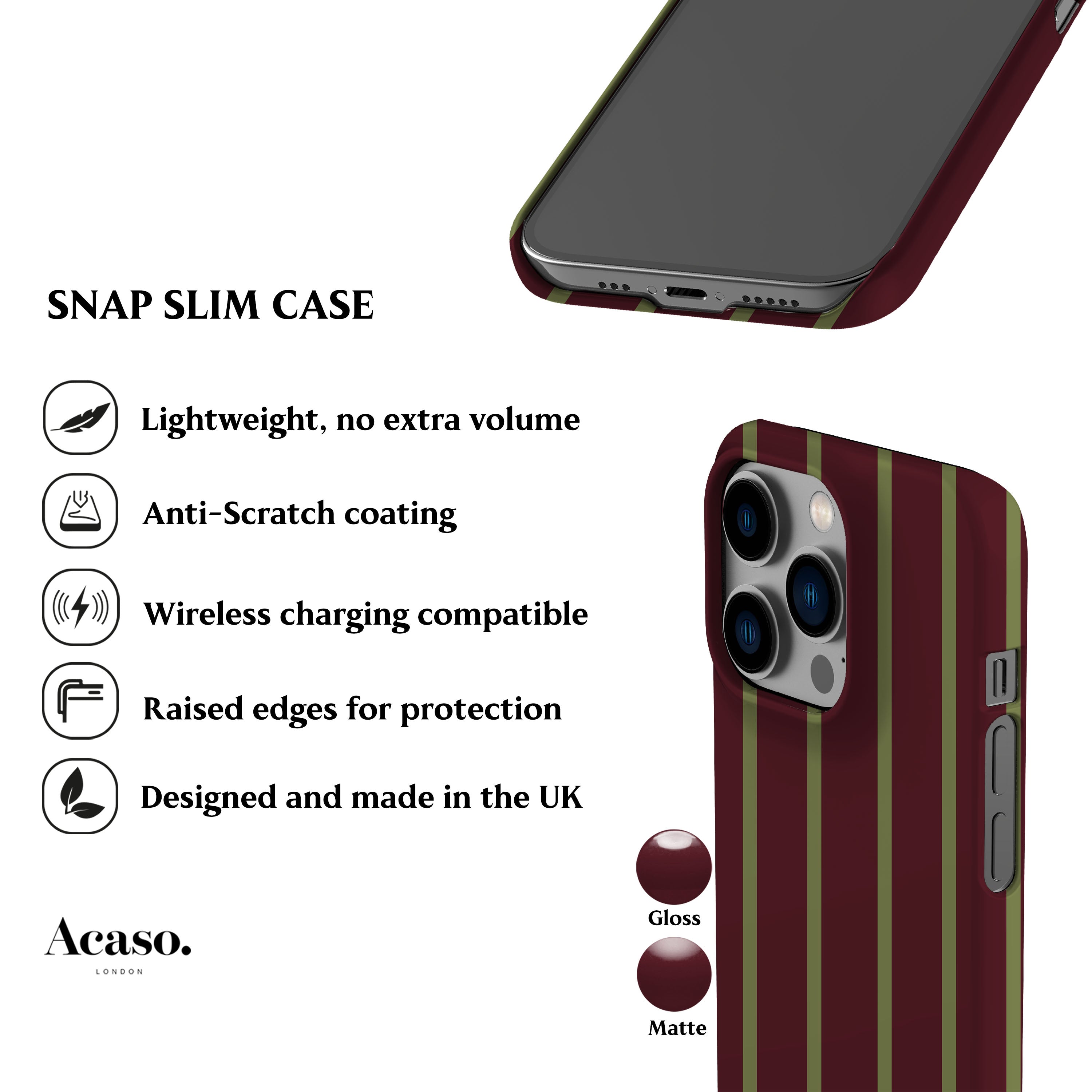 Minimal Moss Maroon Stripes Phone Case