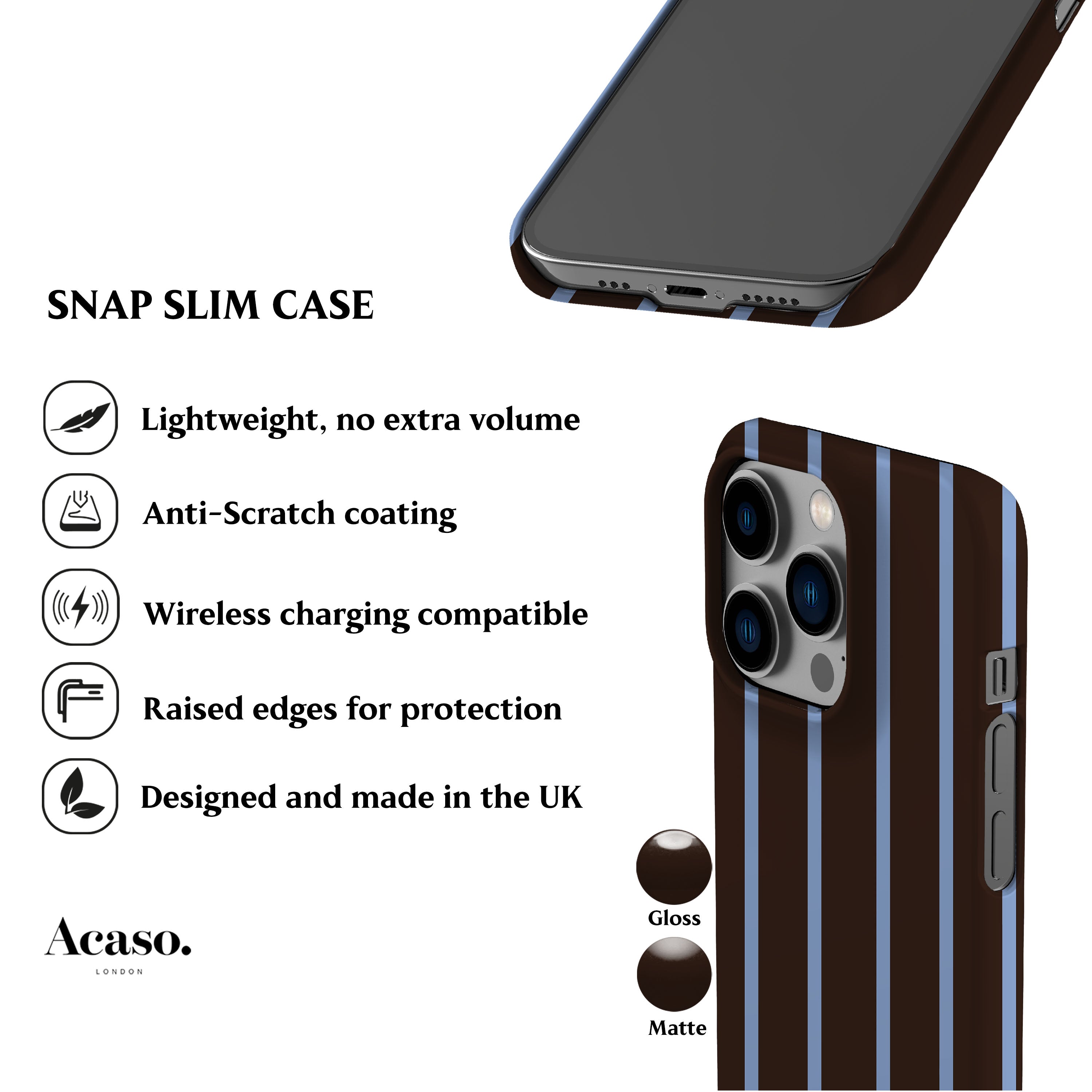 Minimal Brown Blue Striped Phone Case