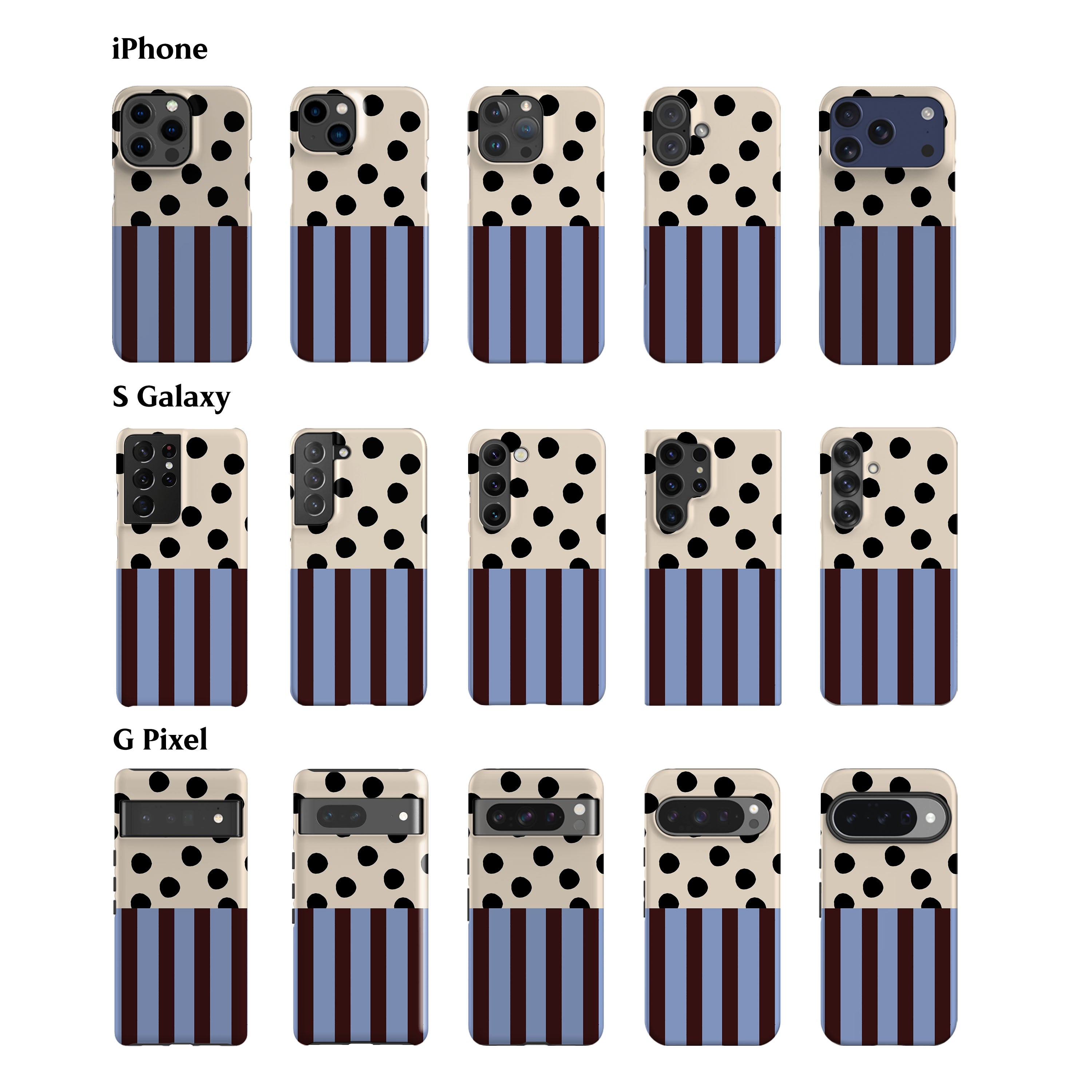 Blue Striped Polka Dot Phone Case