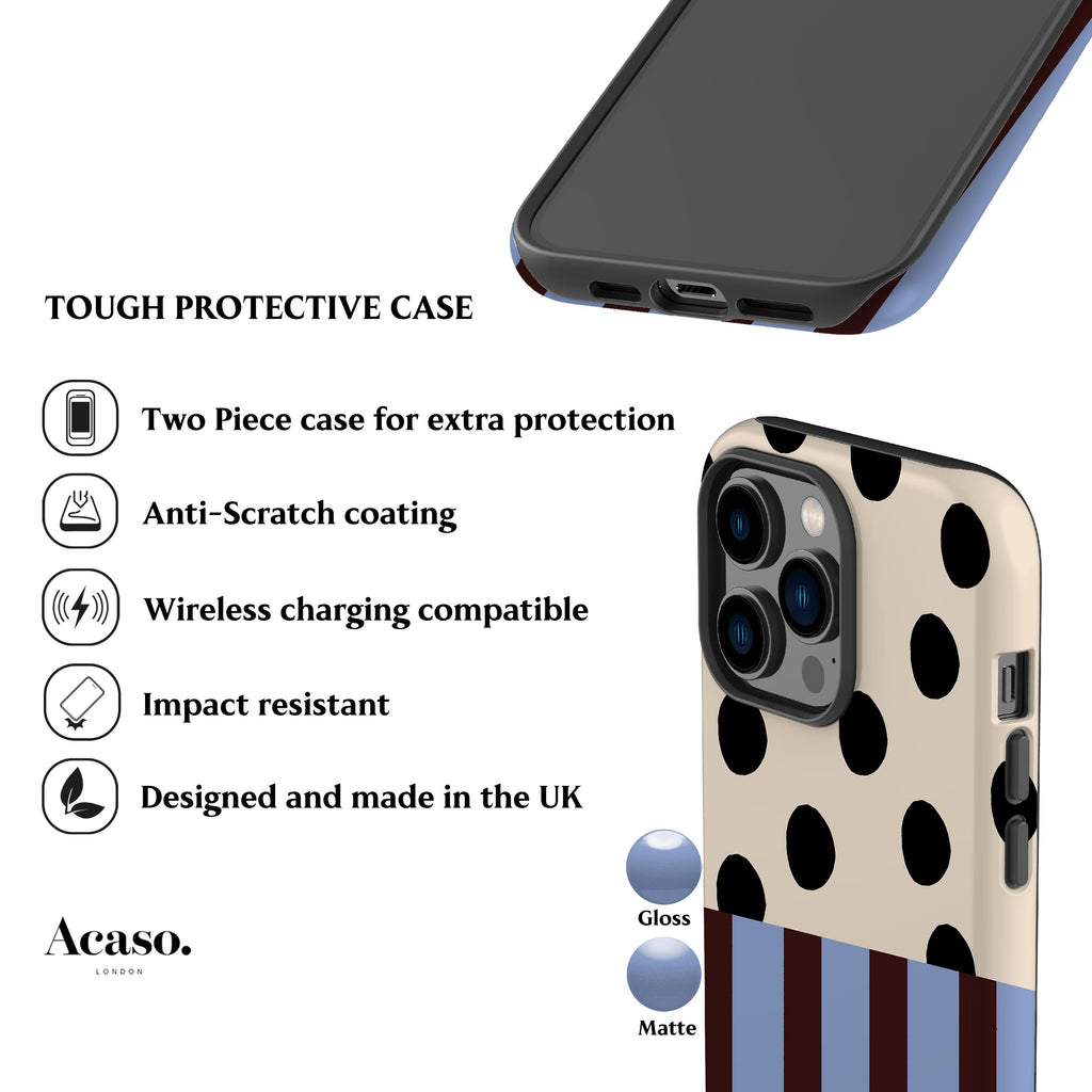 Blue Striped Polka Dot Phone Case