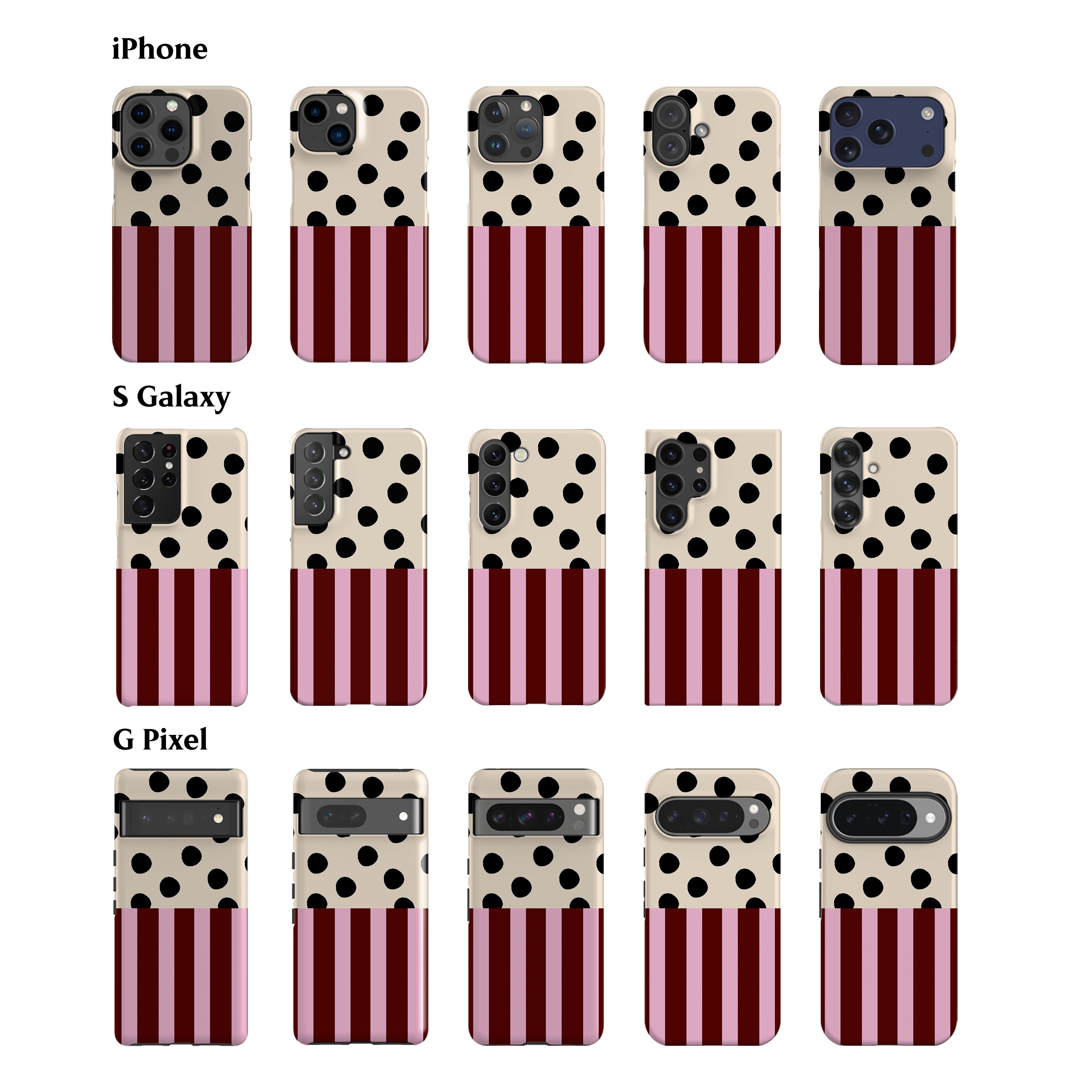 Pink Striped Polka Dot Phone Case