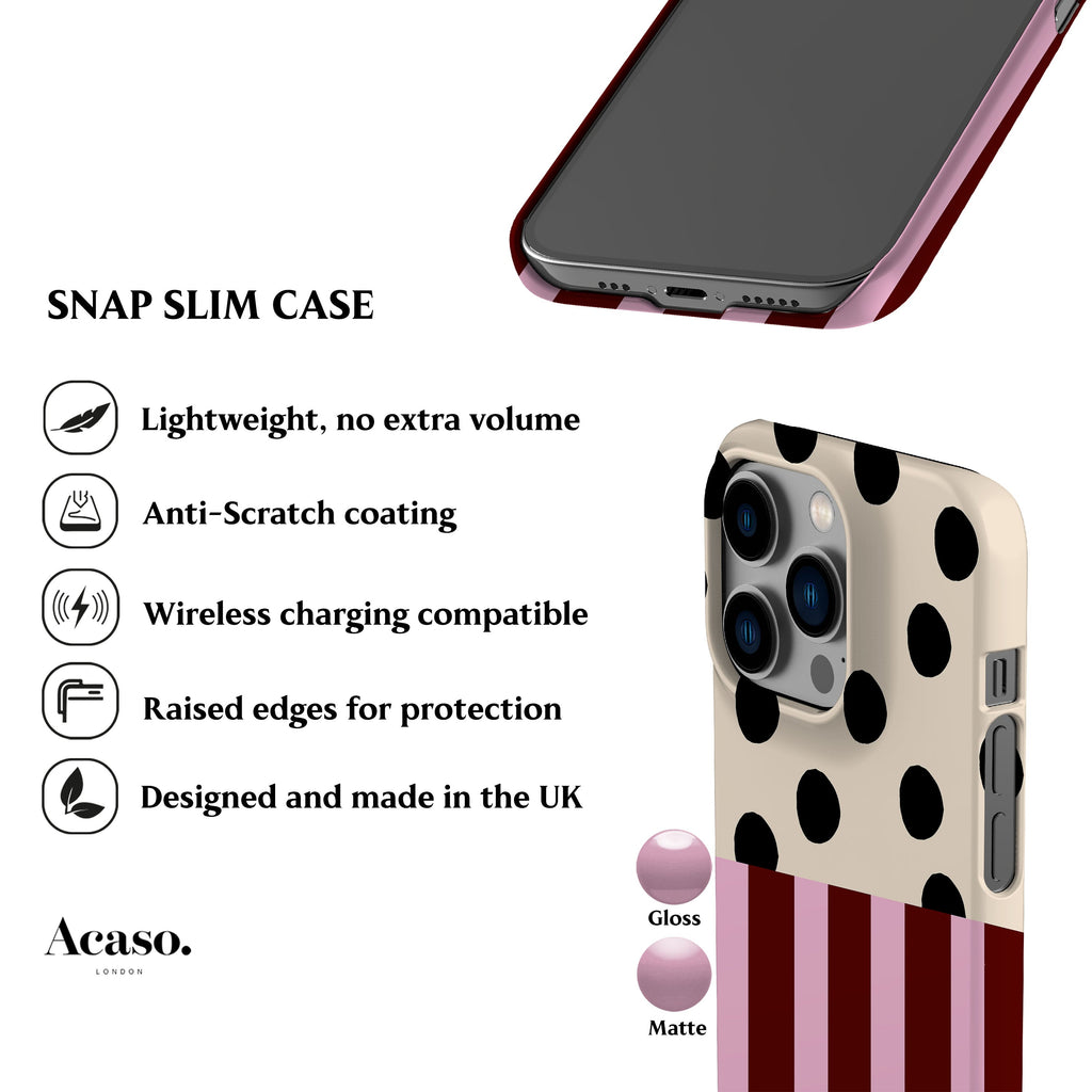 Pink Striped Polka Dot Phone Case