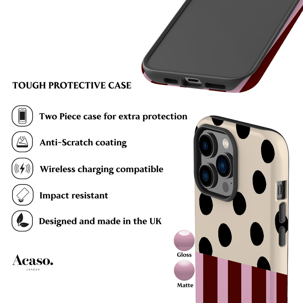 Pink Striped Polka Dot Phone Case