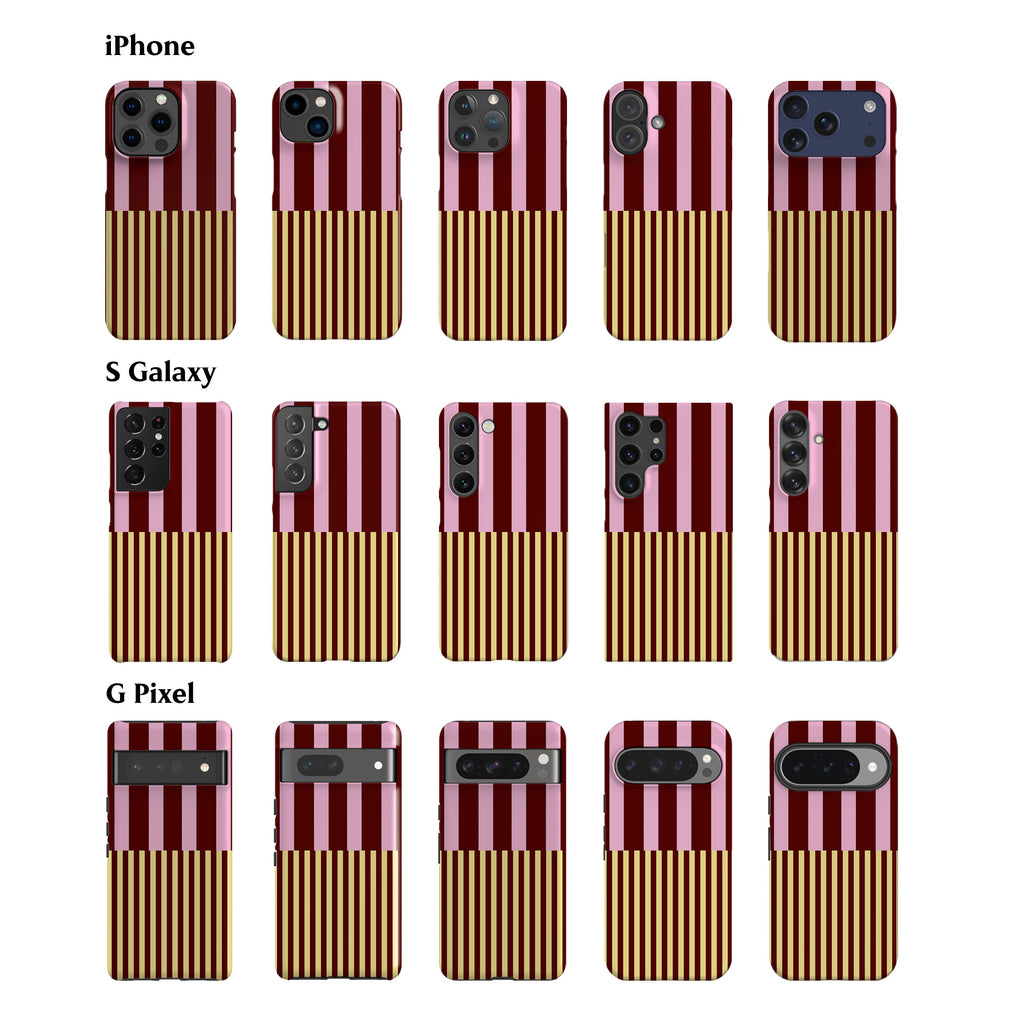 Pink Maroon Modern Stripes Phone Case