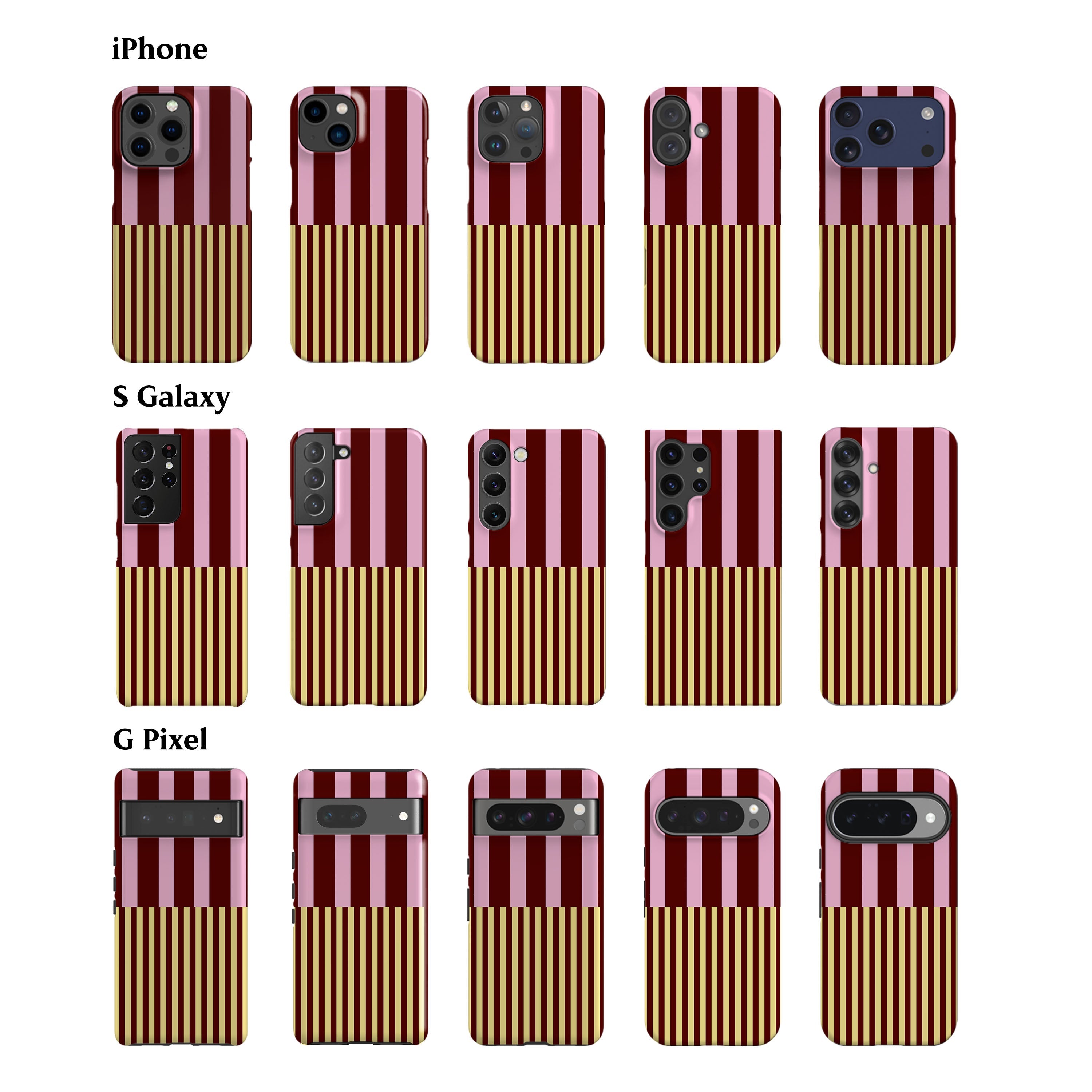 Pink Maroon Modern Stripes Phone Case