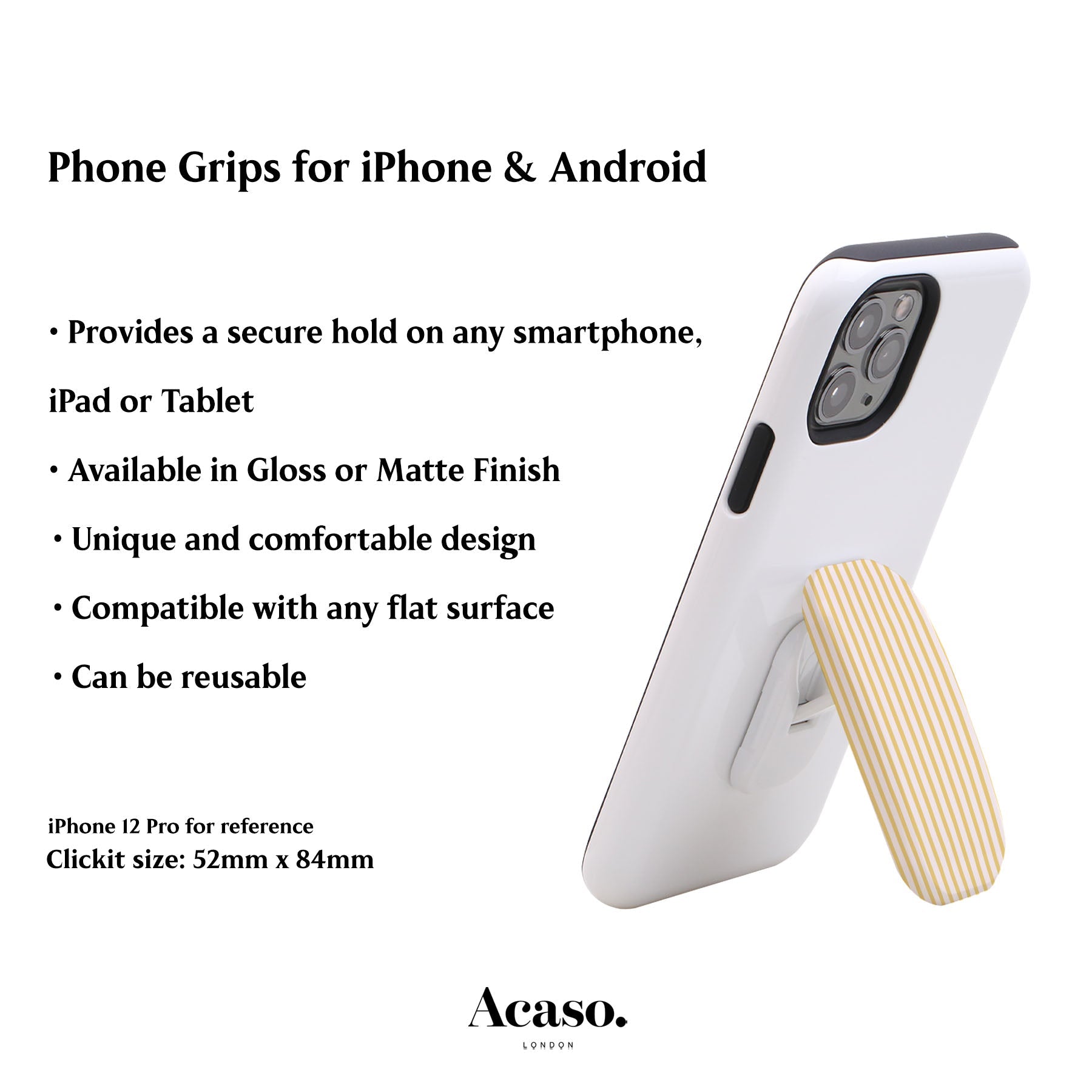 Butter Yellow Striped Phone Grip