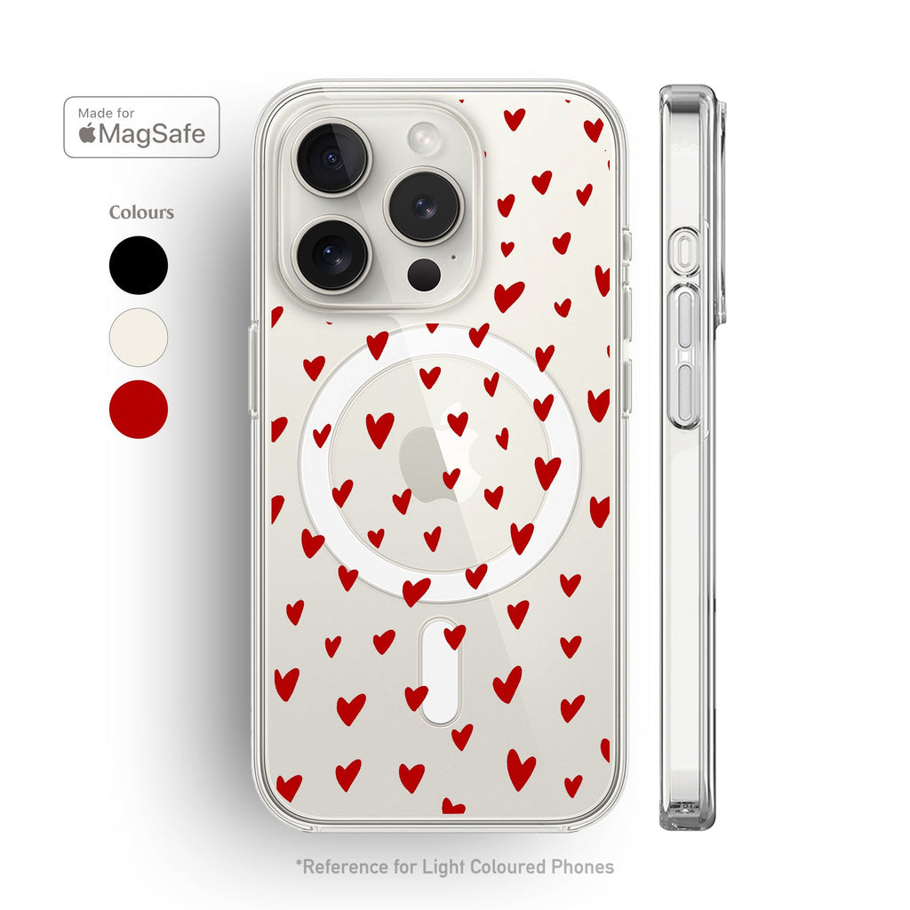 Hearts Clear MagSafe iPhone Case