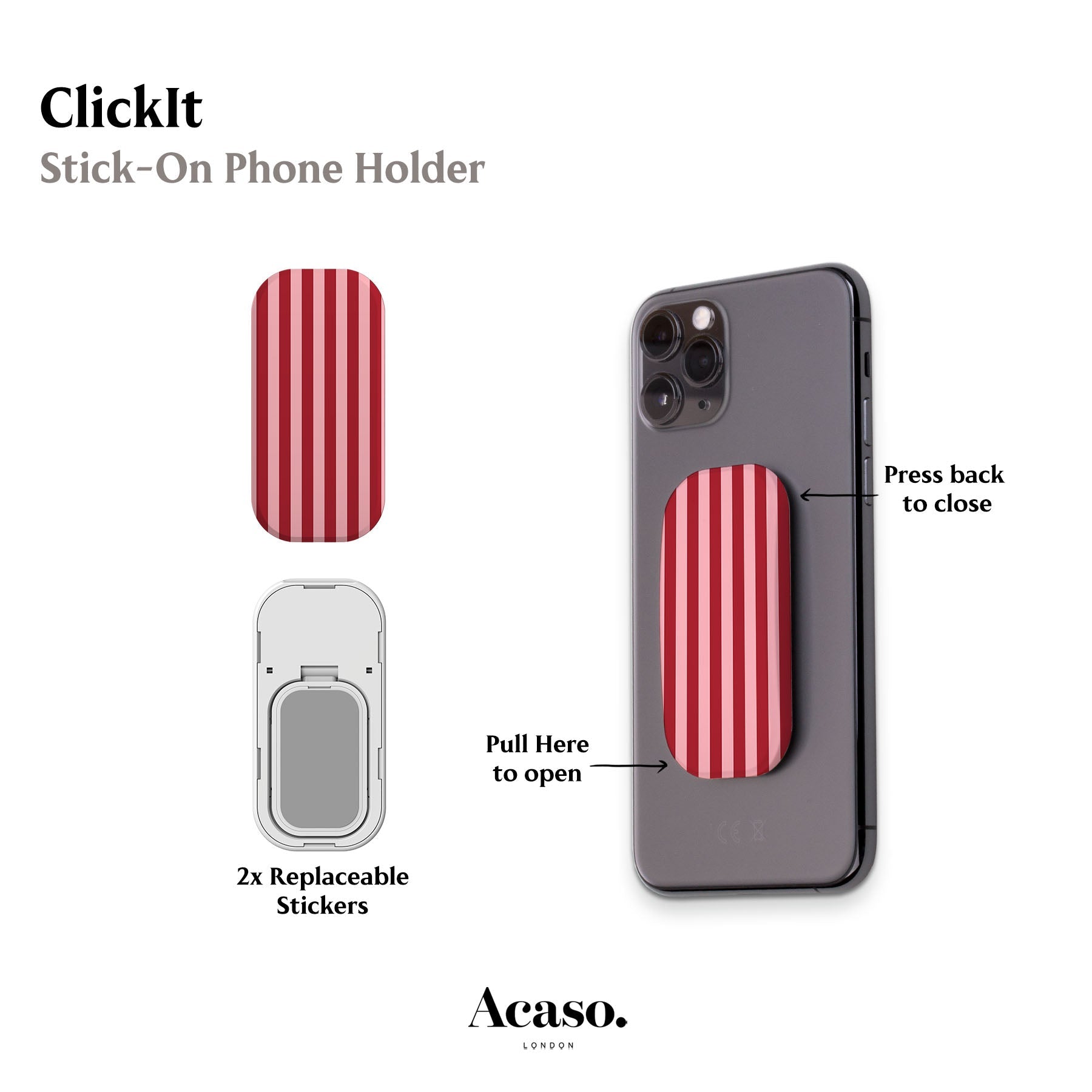 Pink Striped Phone Grip