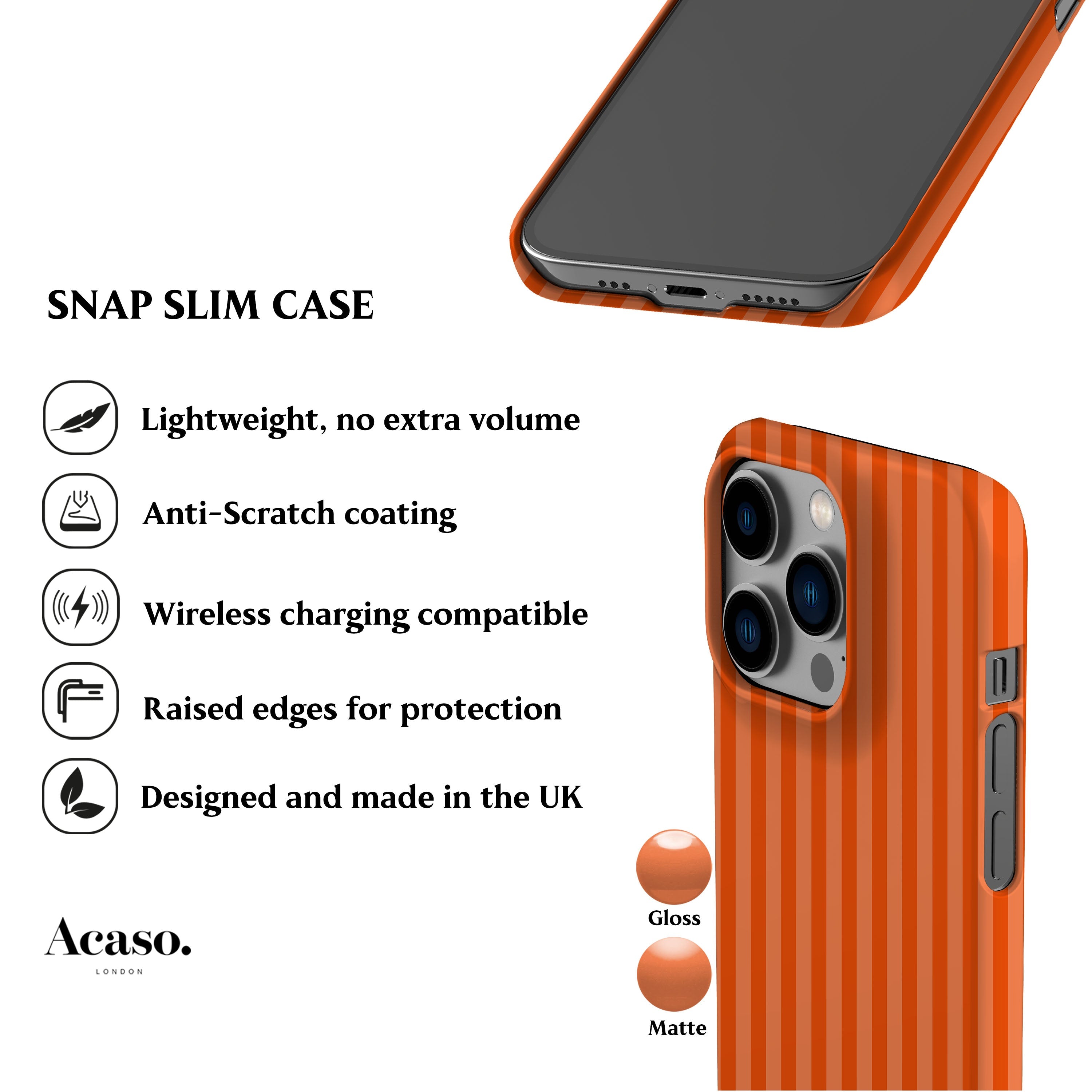 Deep Orange Striped Phone Case