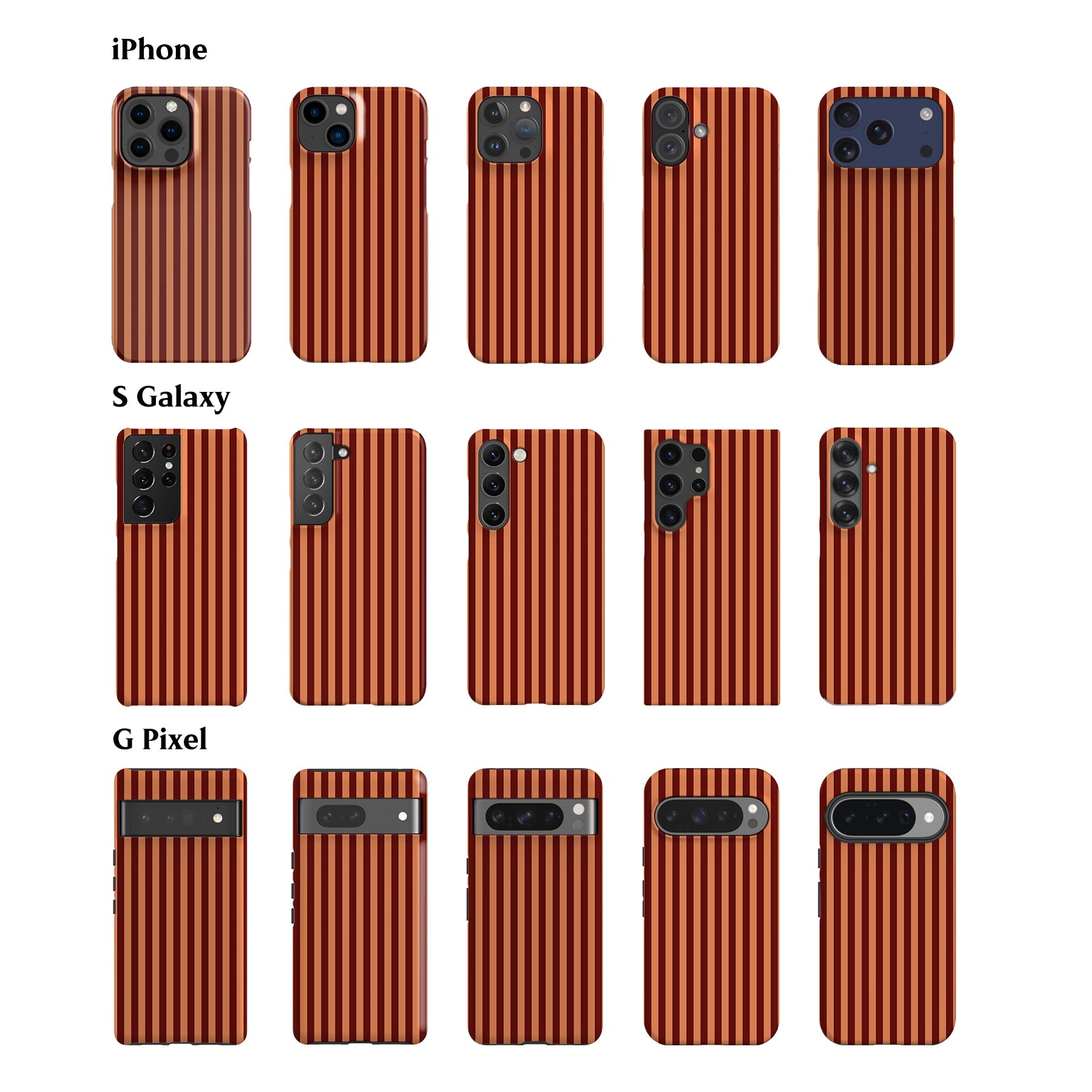 Peach Maroon Striped Phone Case