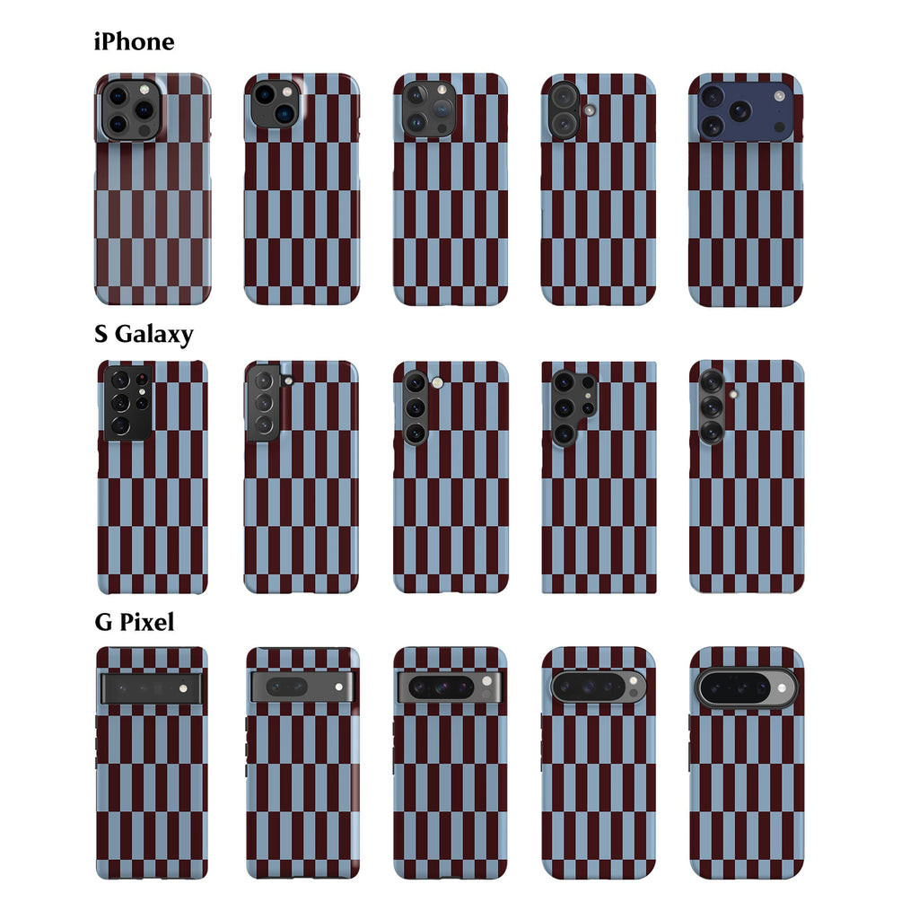 Tile Checkers Maroon Blue Phone Case