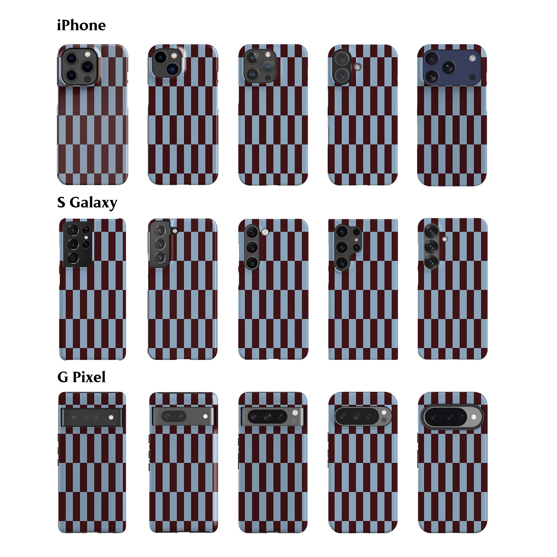 Tile Checkers Maroon Blue Phone Case