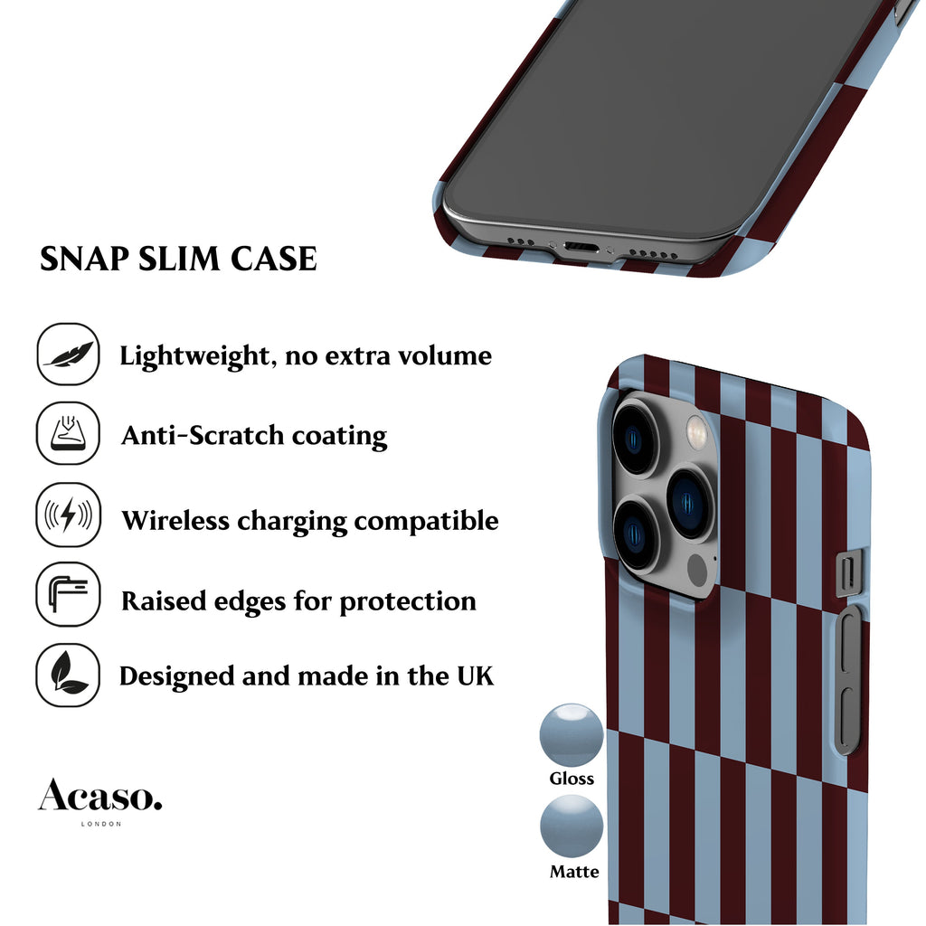 Tile Checkers Maroon Blue Phone Case