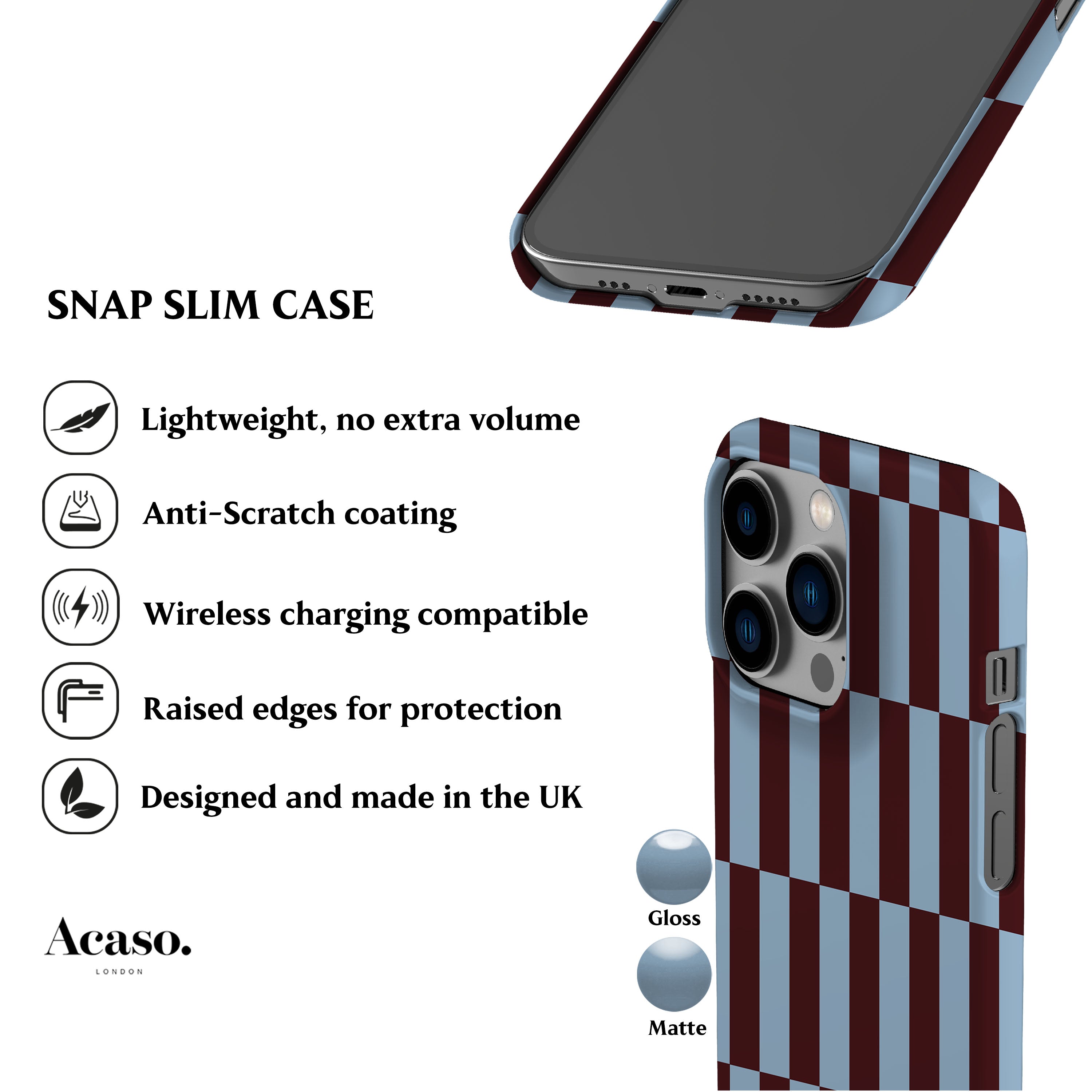Tile Checkers Maroon Blue Phone Case