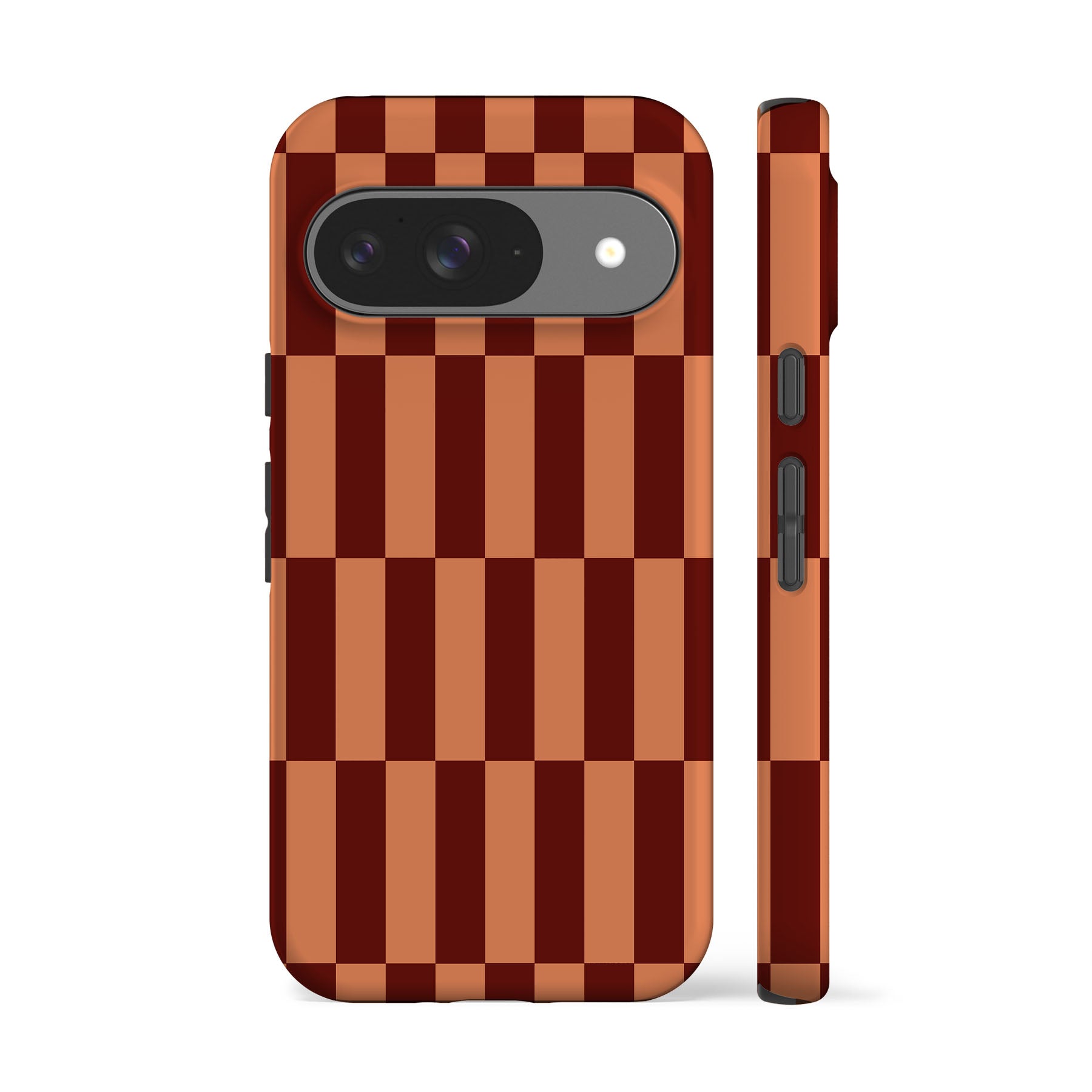 Tile Checkers Peach Maroon Phone Case