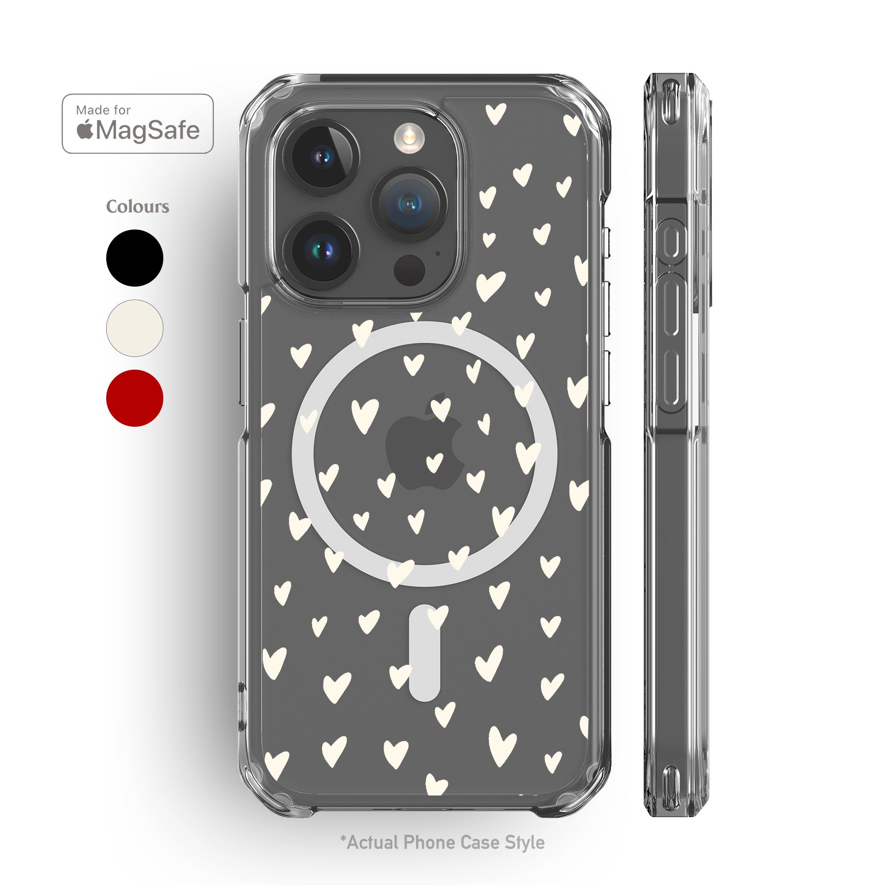 Hearts Clear MagSafe iPhone Case