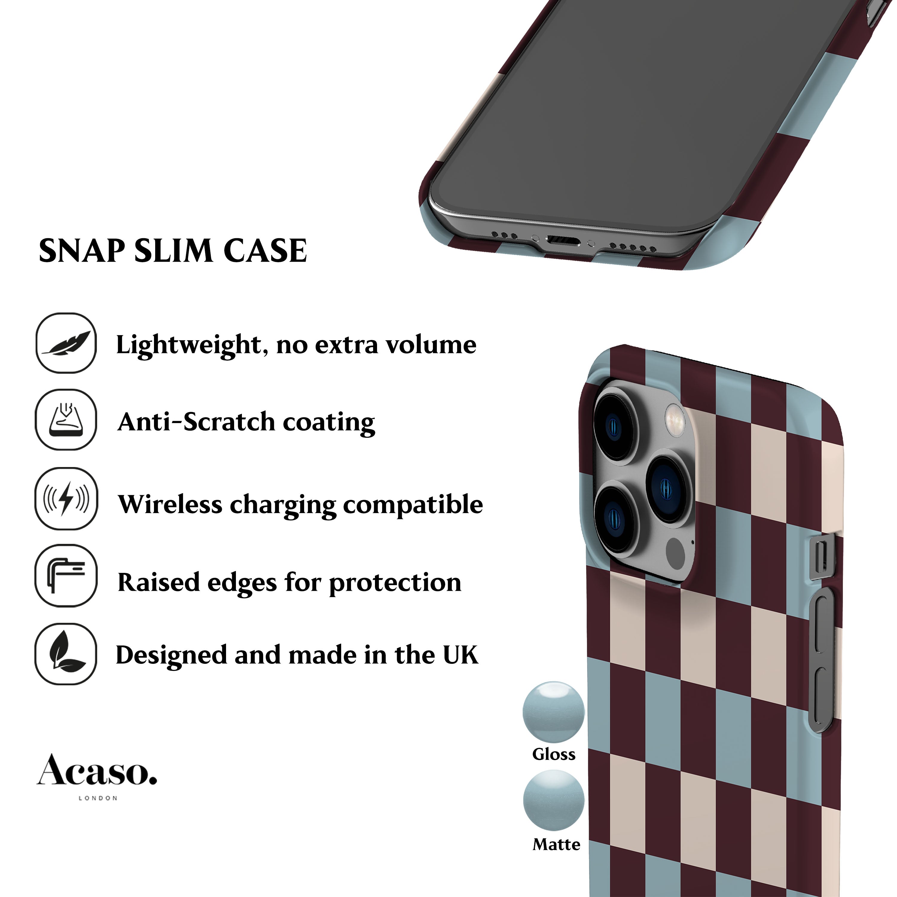 Winter Blue Checkers Phone Case
